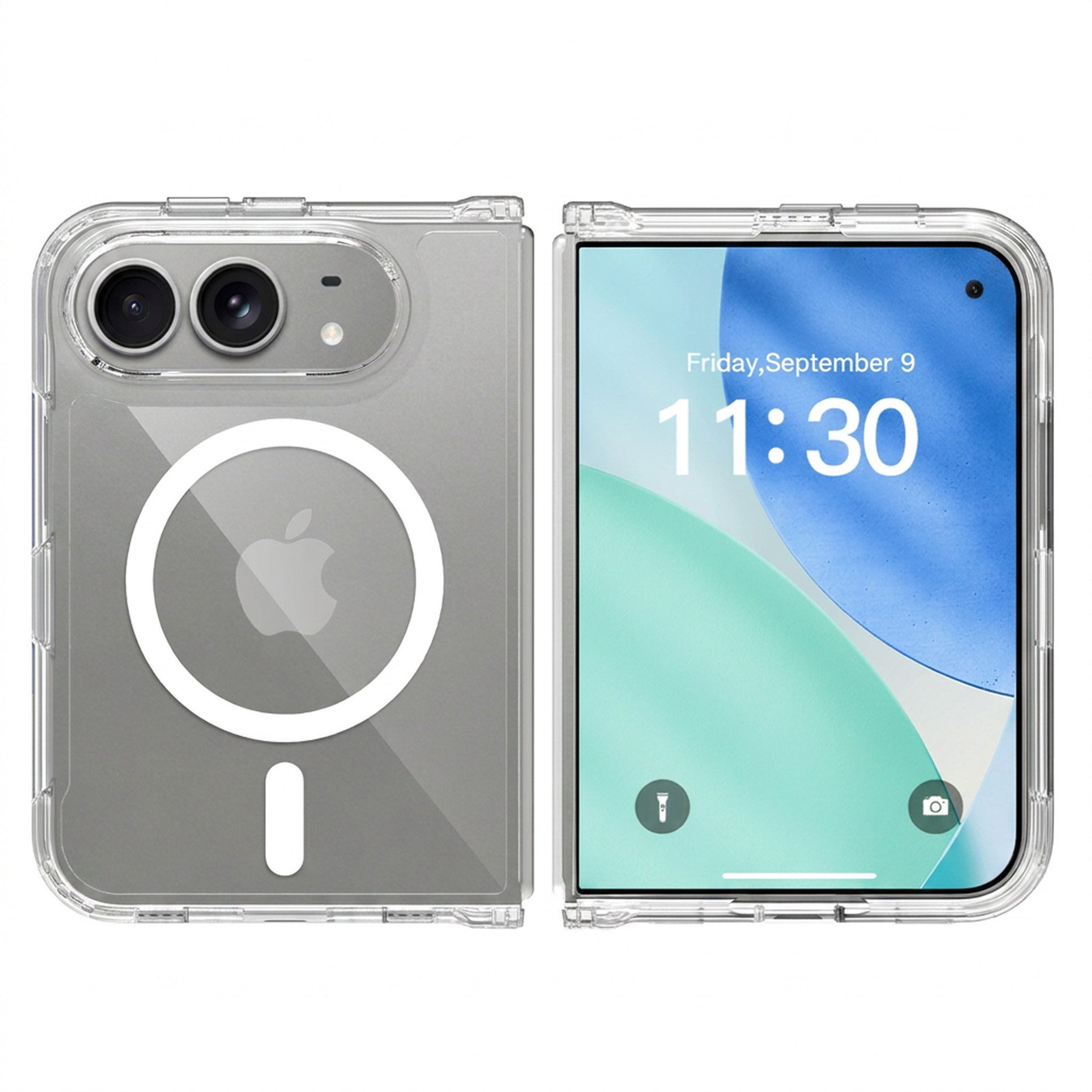 Futurea Handyhülle Fold Duo Transparent für Apple iPhone 18 Fold Case, MagSafe, Durchsichtig für Apple iPhone mit MagSafe und faltbar – Bild 2 von 5