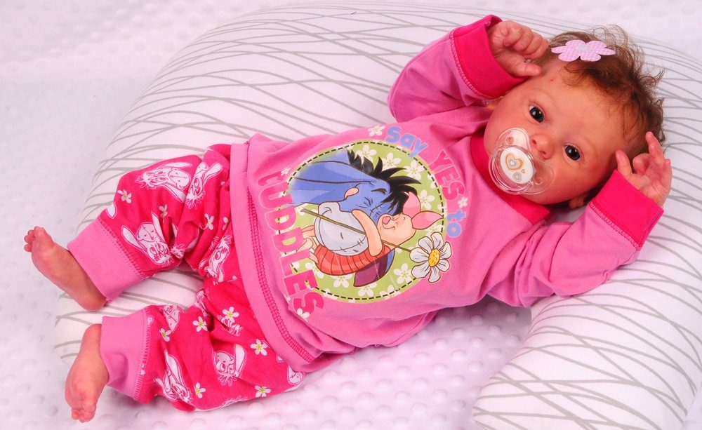 Pyjama Schlafanzug für Baby KinderZweiteilr Hose Langarmshirt in Pink aus Baumwolle, 62 68 74 80 86 92 98 104