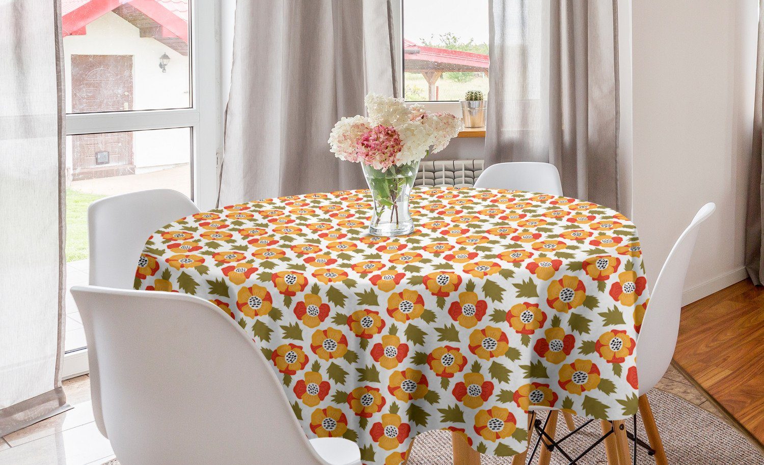Abakuhaus Tischdecke Kreis Tischdecke Abdeckung für Esszimmer Küche Dekoration, Mohn Blütenpflanzen Botany | Tischdecken