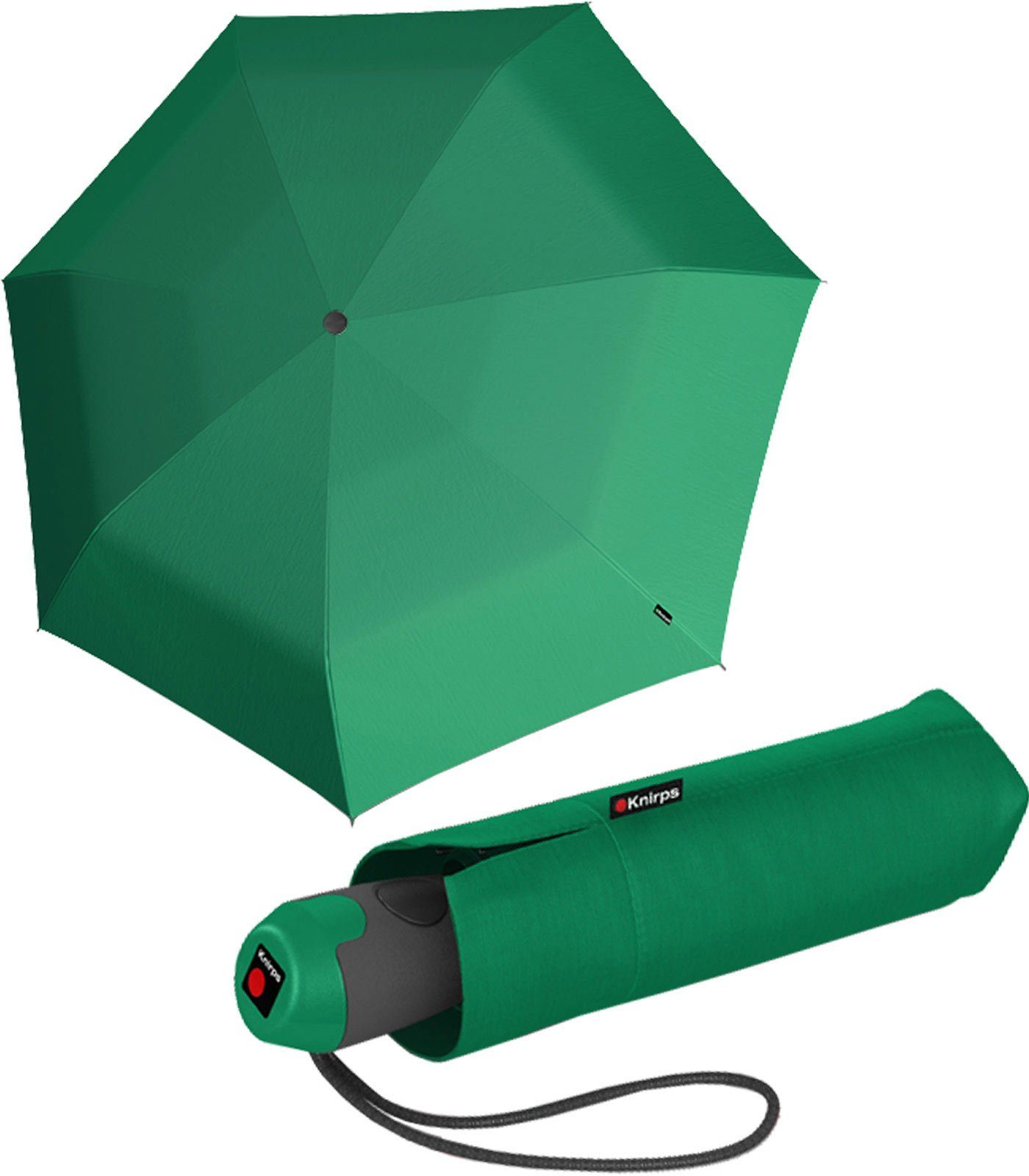 Knirps® Taschenregenschirm E.100 für Handtasche kompakter die Mini-Schirm Automatikschirm green Auf-Zu-Automatik, kleiner, mit