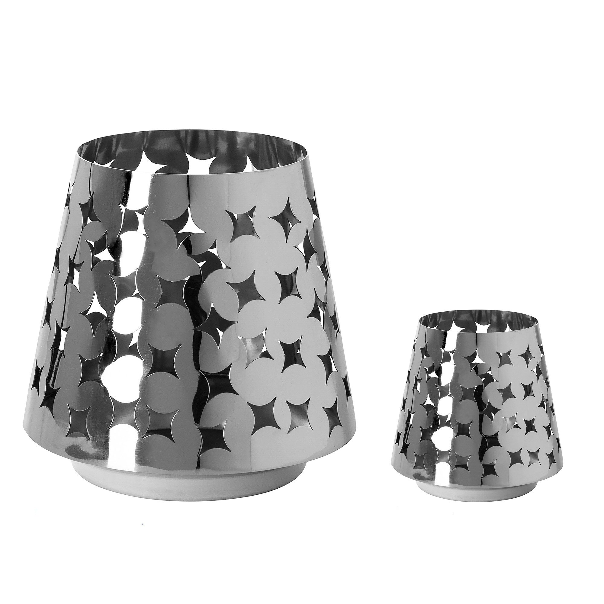 Fink Windlicht LUMA - 2er Set Windlichter aus Edelstahl - silber - Teelichthalter (2er Set, 1 St., 2 Stück), Teelicht - Kerzenlicht - Geschenkeset - Dekoration - Kerzenhalter