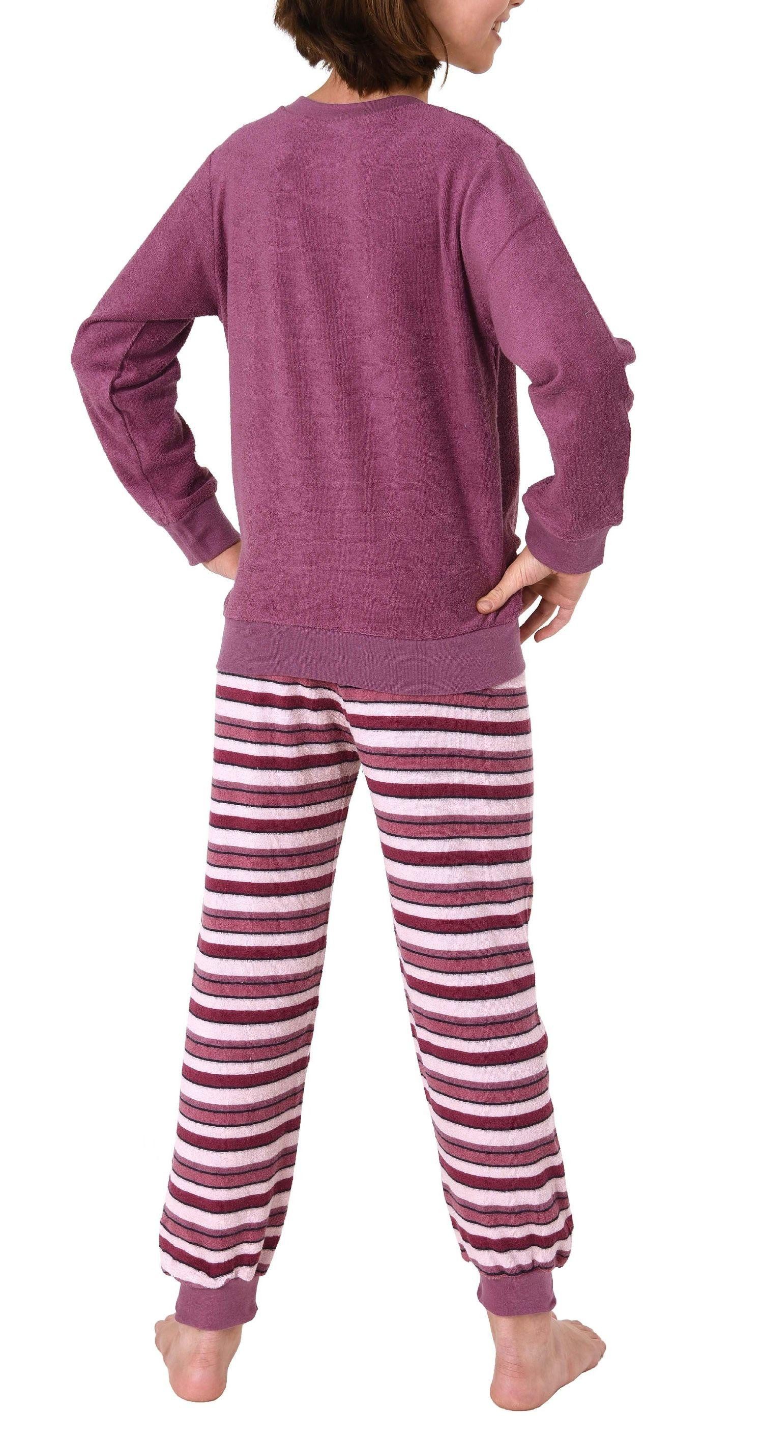 Normann Pyjama Mädchen Frottee Schlafanzug langarm mit Bündchen und Pferd als Motiv – Bild 5 von 5