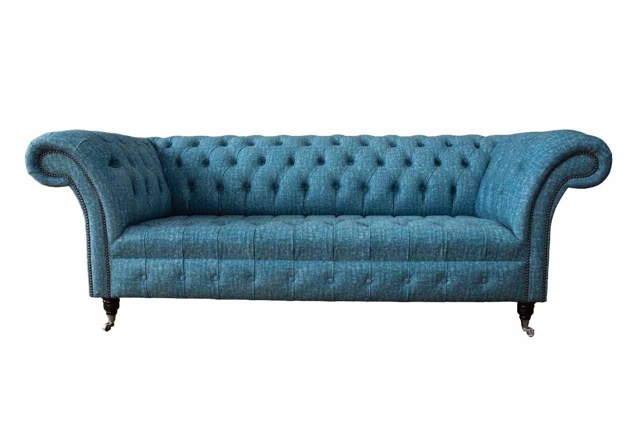 JVmoebel Chesterfield-Sofa, Chesterfield Sofa Wohnzimmer Klassisch Design Sofas Textil 3 Sitzer