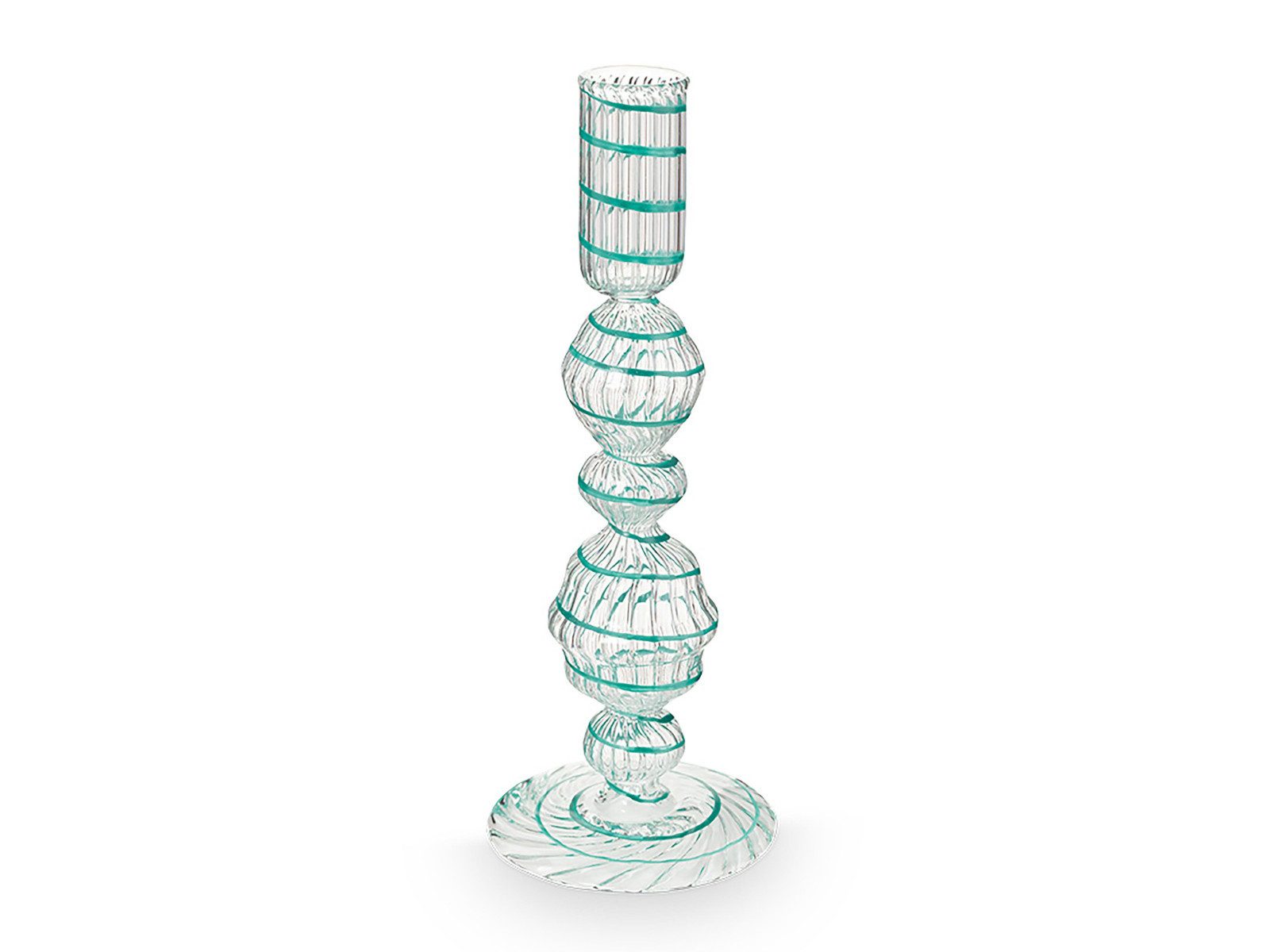 PiP Studio Kerzenständer Swirl Light Blue Glas Kerzenständer 22cm