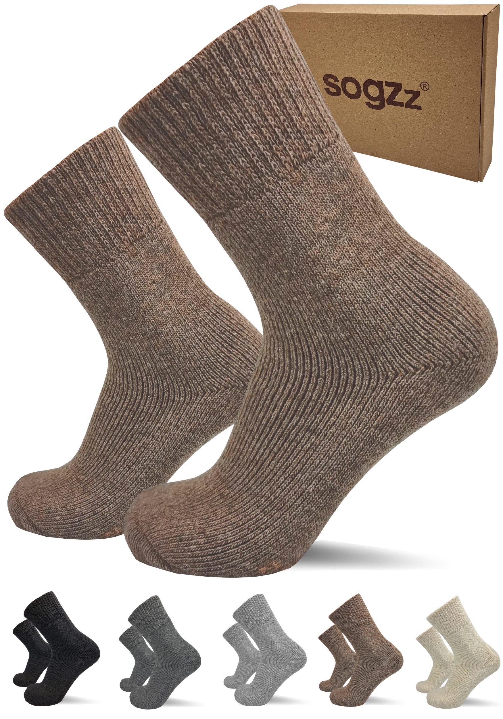 sogzz Diabetikersocken 2 Paar warme Wintersocken aus Premium Schafwolle, Herren Damen Winter (Socken Wolle - Diabetic Winter FX PRO, 2-Paar)