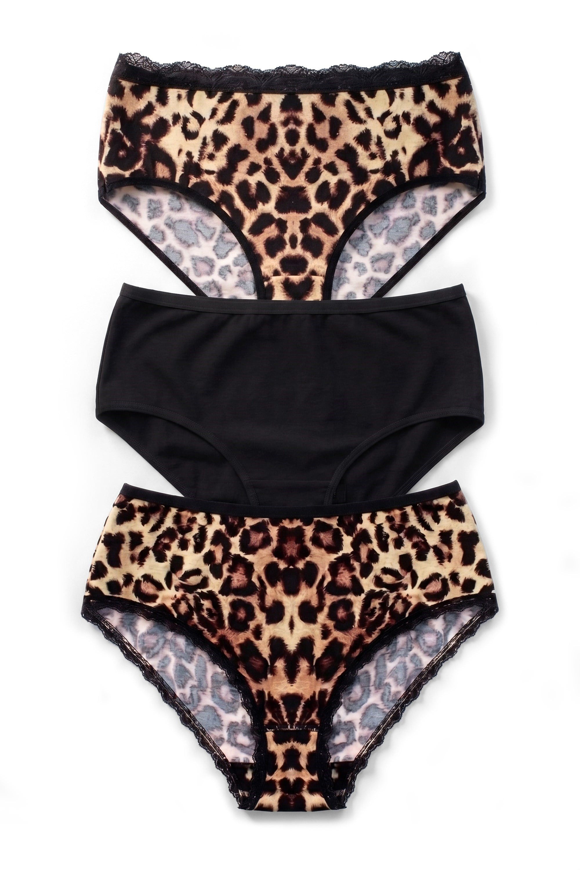 öts Slip Damen 3er-Pack Hochbund Leoparden Slips