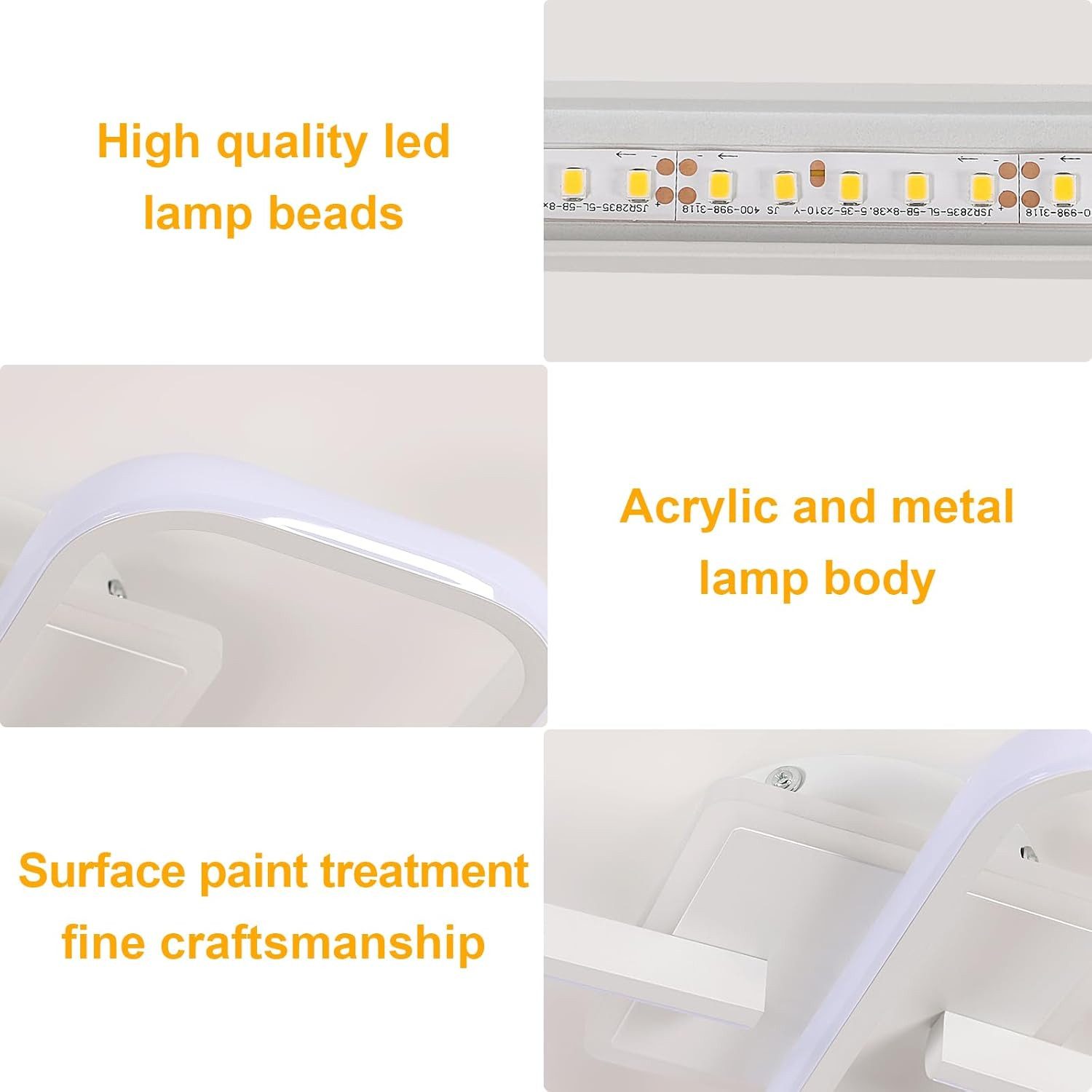Riserva LED Deckenleuchte Moderne Rechteck LED Deckenleuchte Weiß 30W Warmweiß, LED wechselbar
