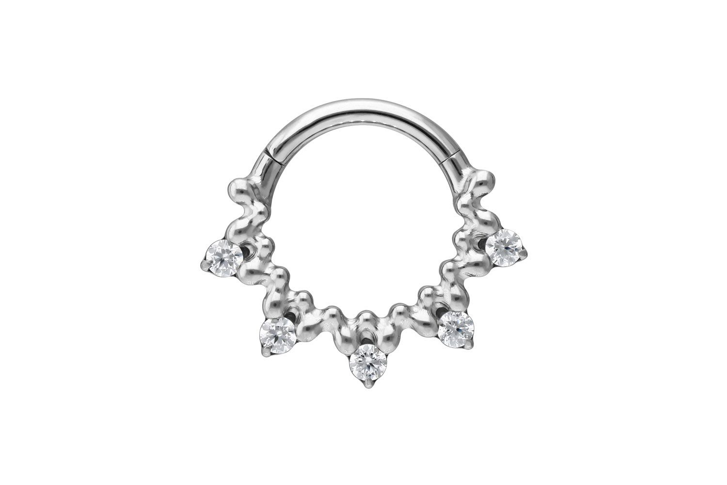 Nasenpiercing Titan Segmentring Clicker 5 KRISTALLE + KUGELN Ohrpiercing Septum Nase