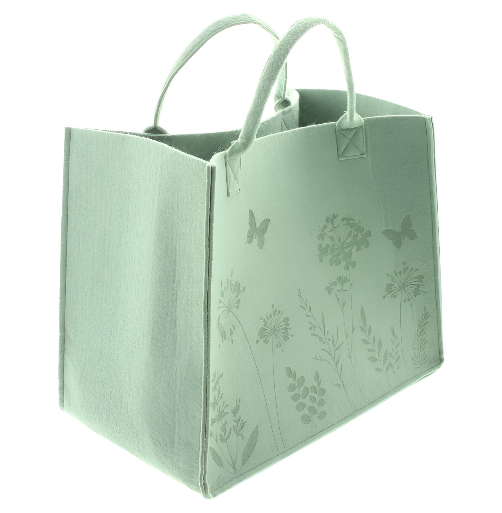 Dekoleidenschaft Einkaufsshopper "Blumenwiese" aus Filz in grün, große Eink günstig online kaufen