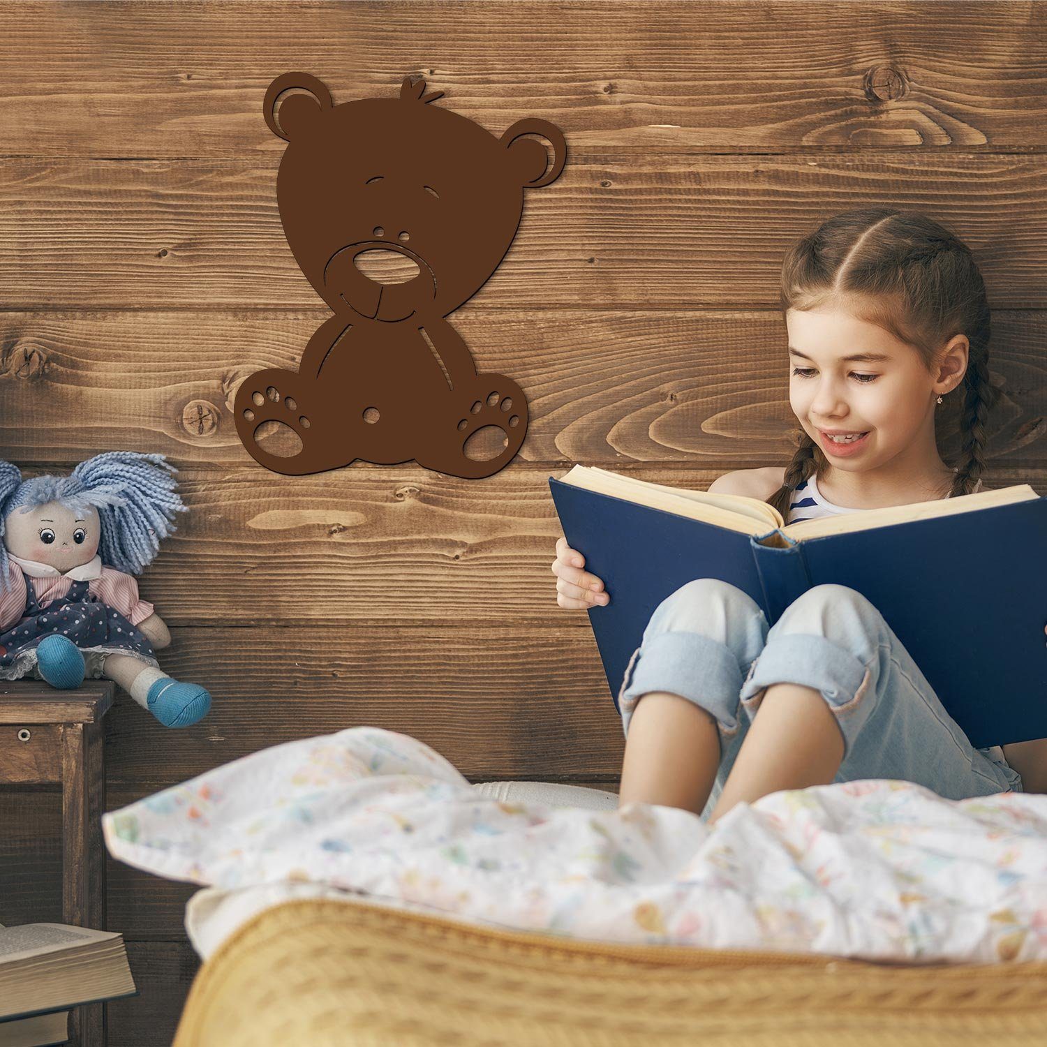 Namofactur LED Nachtlicht Teddy Bär - Schlaflicht mit Bären Motiv für Kleinkinder, Ohne Zugschalter/Stern, LED fest integriert, Warmweiß, Wanddekoobjekt Kinderzimmer Leuchte batteriebetrieben