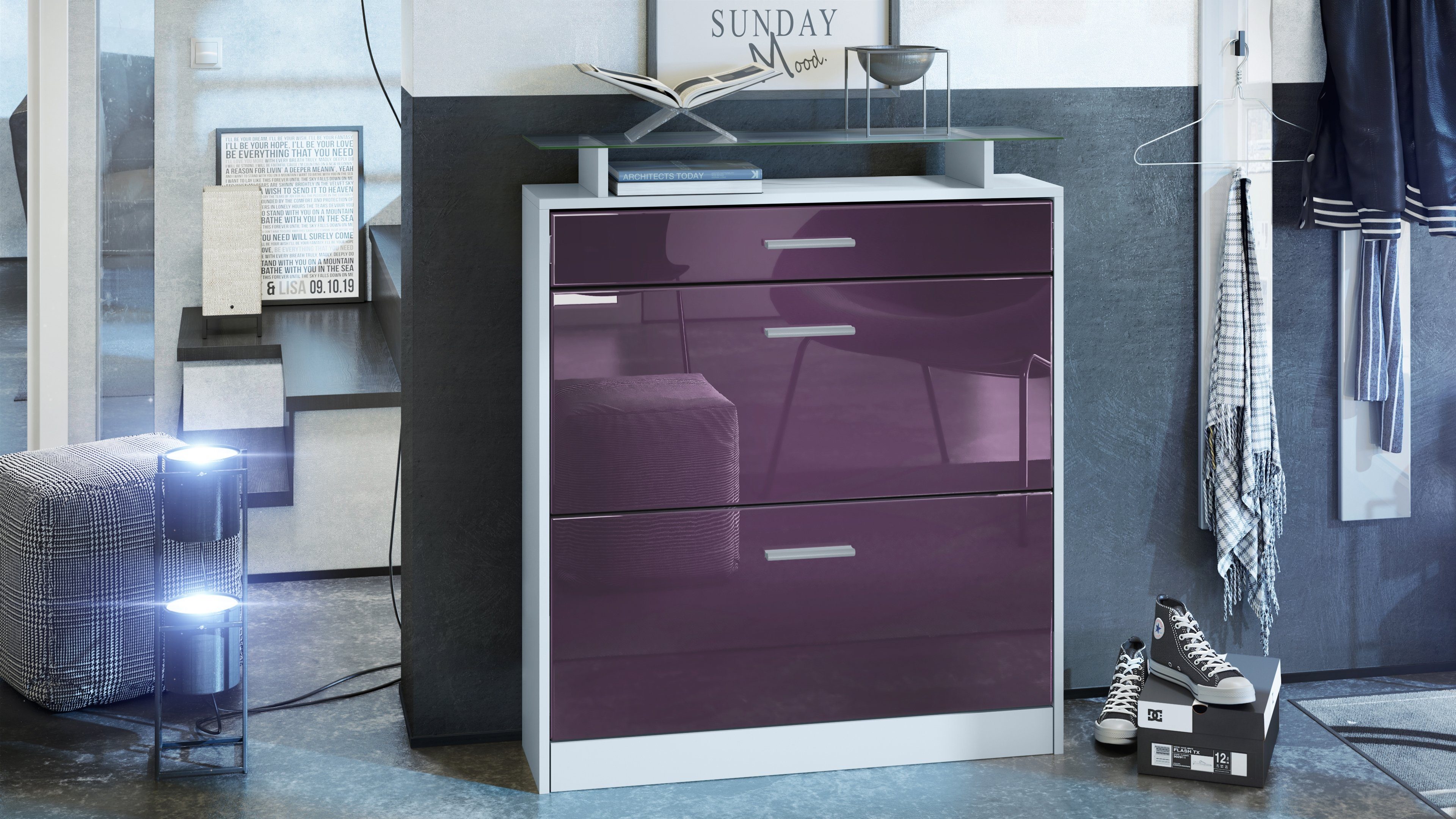 Vladon Schuhschrank Loret (hängender Schuhkipper für 16 Paar Schuhe, mit 2 günstig online kaufen