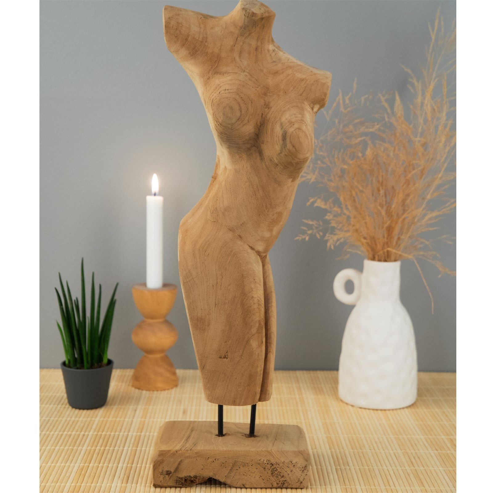 SKULPTUR Körper Skulptur TEAK cm, Teakholz, CREEDWOOD 57 Weibliche Statue "TORSO",
