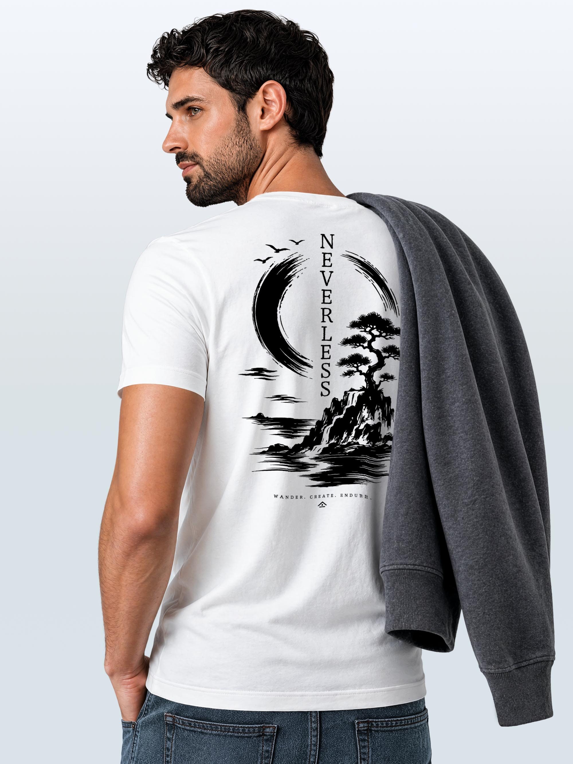 Neverless Print-Shirt Herren T-Shirt Backprint - Design - Baumwollshirt Männer Fashion mit Print – Bild 5 von 5