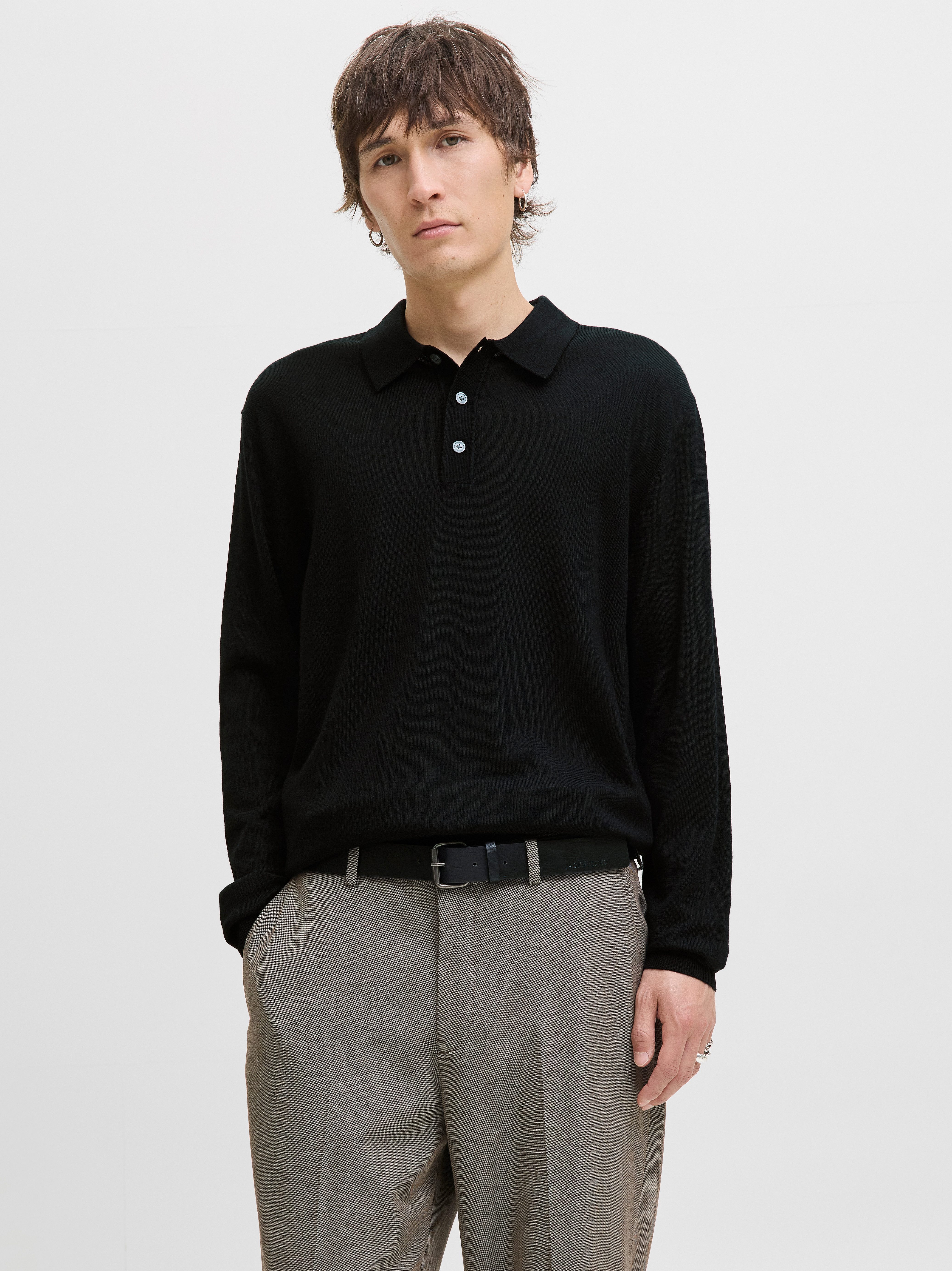 Jack & Jones Polokragenpullover JPRBLAMERINO KNIT POLO Wolle, regular fit