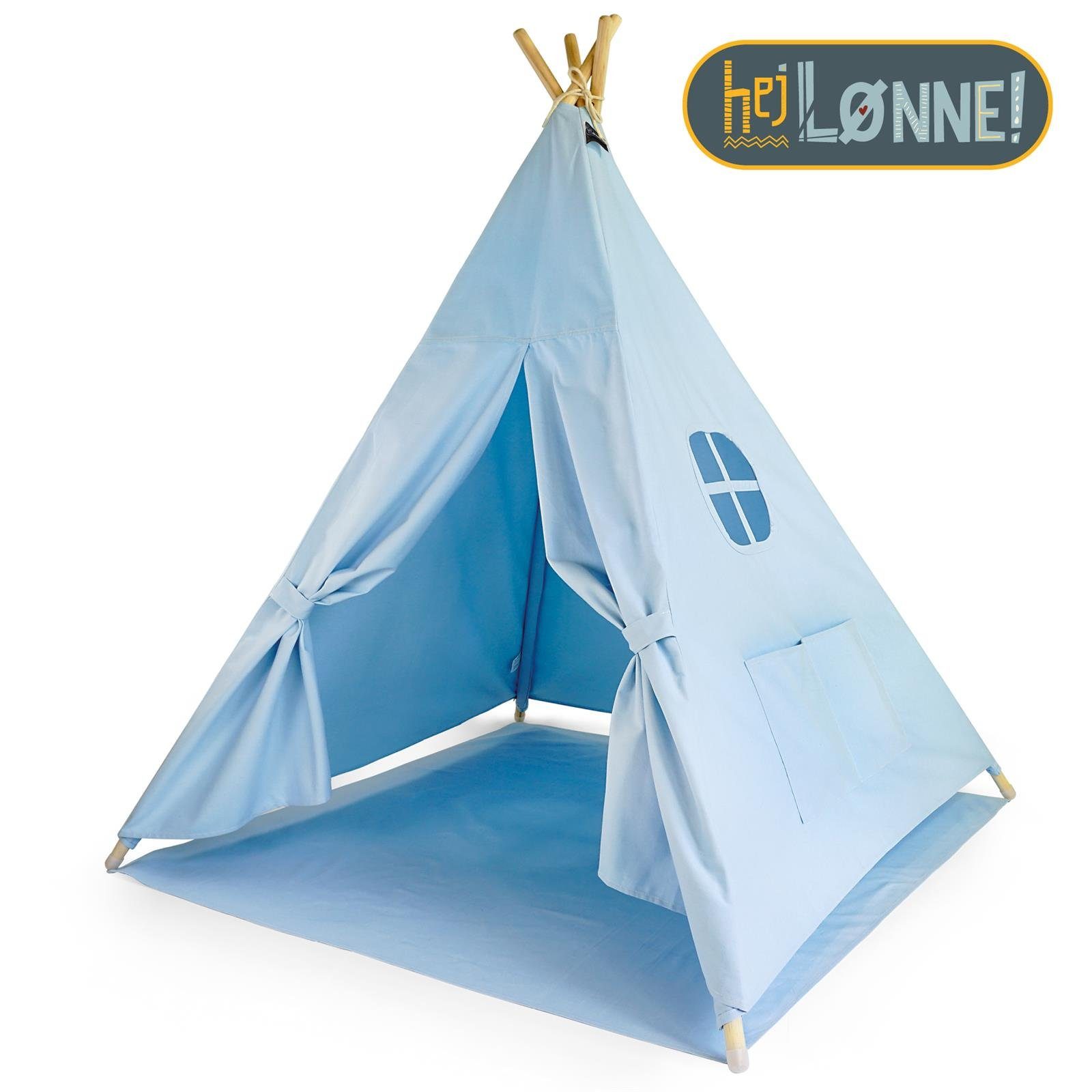 Hej Lønne Tipi-Zelt Set) (6er blau Tipi für einfarbig Kinderzelt, Kinder Zelt