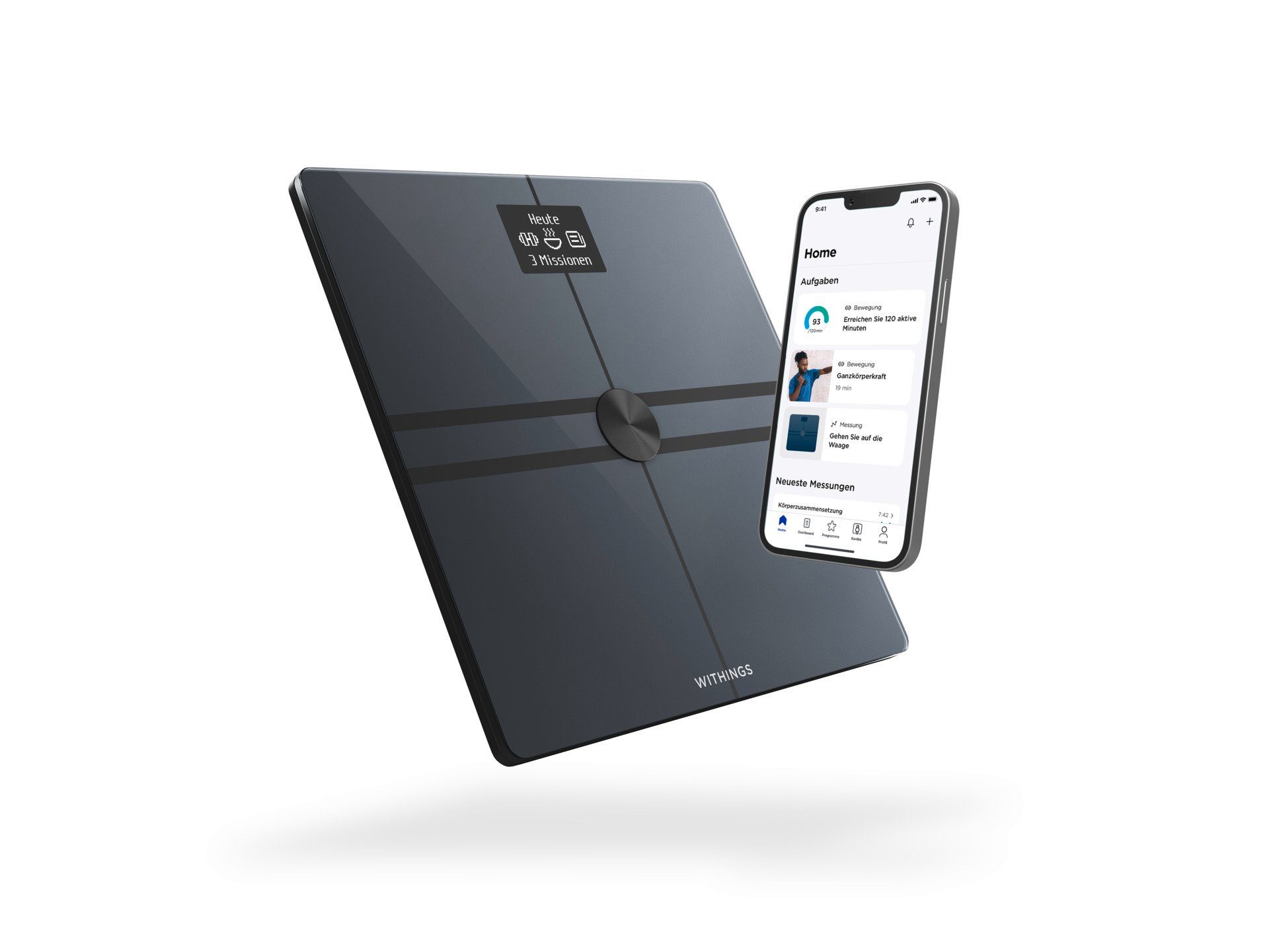 Withings Körper-Analyse-Waage Body Comp, WLAN- oder Bluetooth-Konnektivität, spezielle Modi für Schwangerschaft, Babys und Athleten