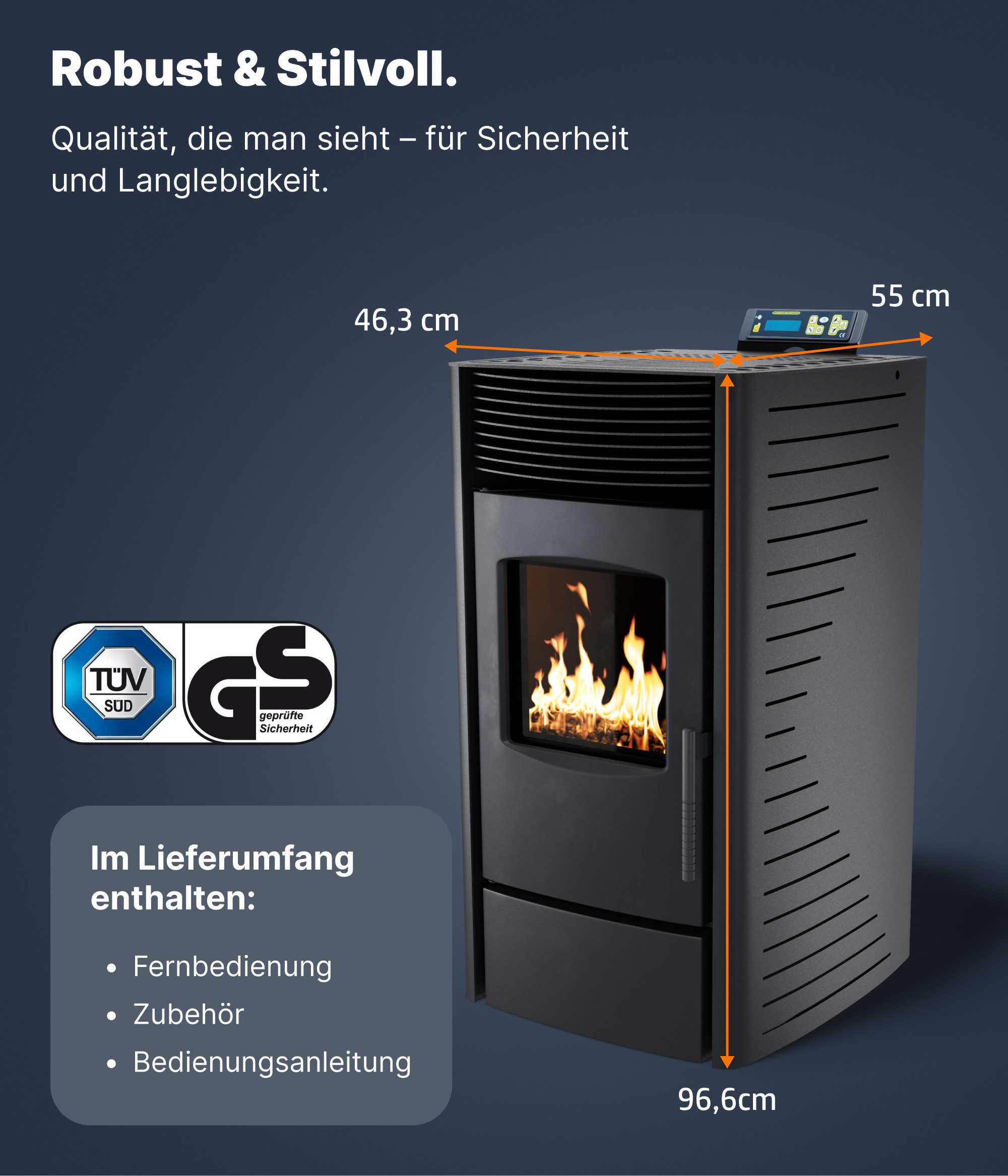 NEMAXX Pellet Stove P9_Pellet Stove_black