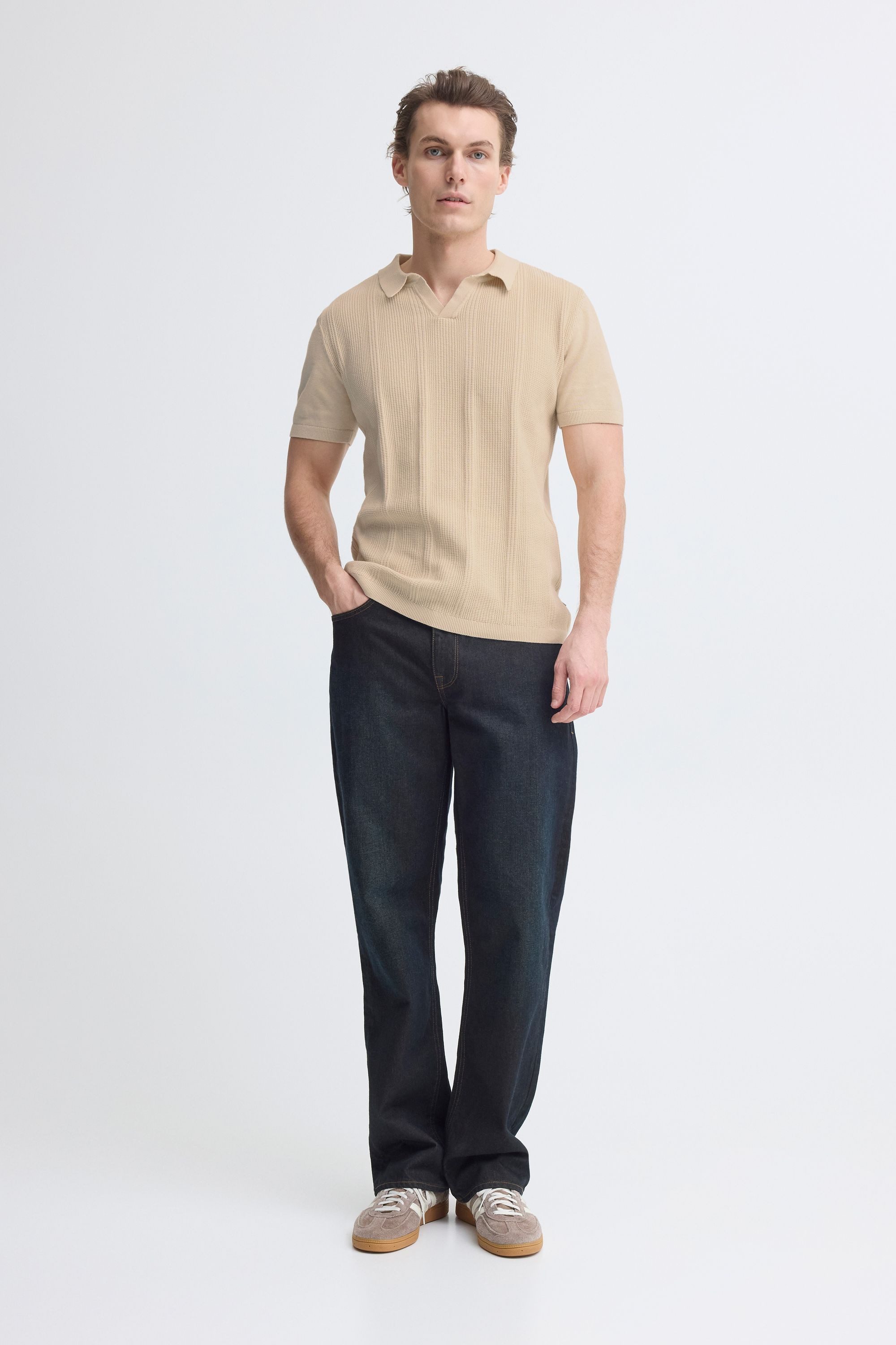 Blend Poloshirt BHBaron (1-tlg) Stilvolles T-Shirt mit Kragen und strukturiertem Rippmuster