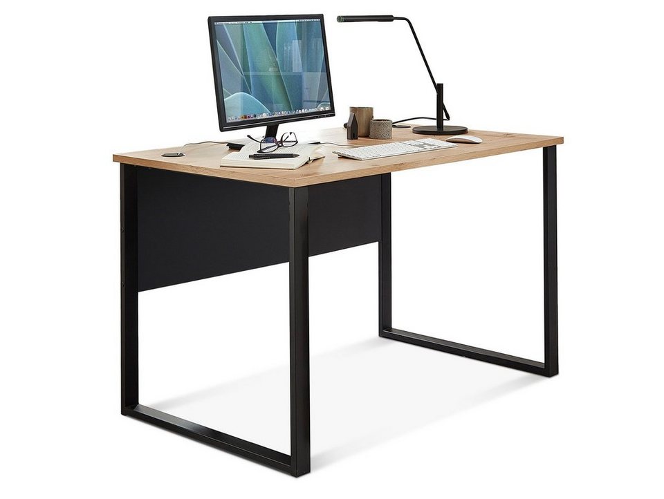 Moebel-Eins Schreibtisch, MAILAND Schreibtisch 120 cm breit, Material  Dekorspanplatte, Artisan Eiche Nachbildung/graphitfarbig
