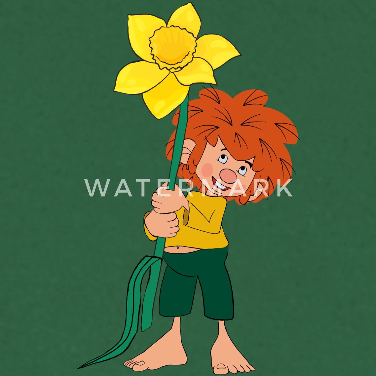 Spreadshirt Sweatshirt Pumuckl Design Mit Gelber Blume Unisex Pullover (1-tlg)