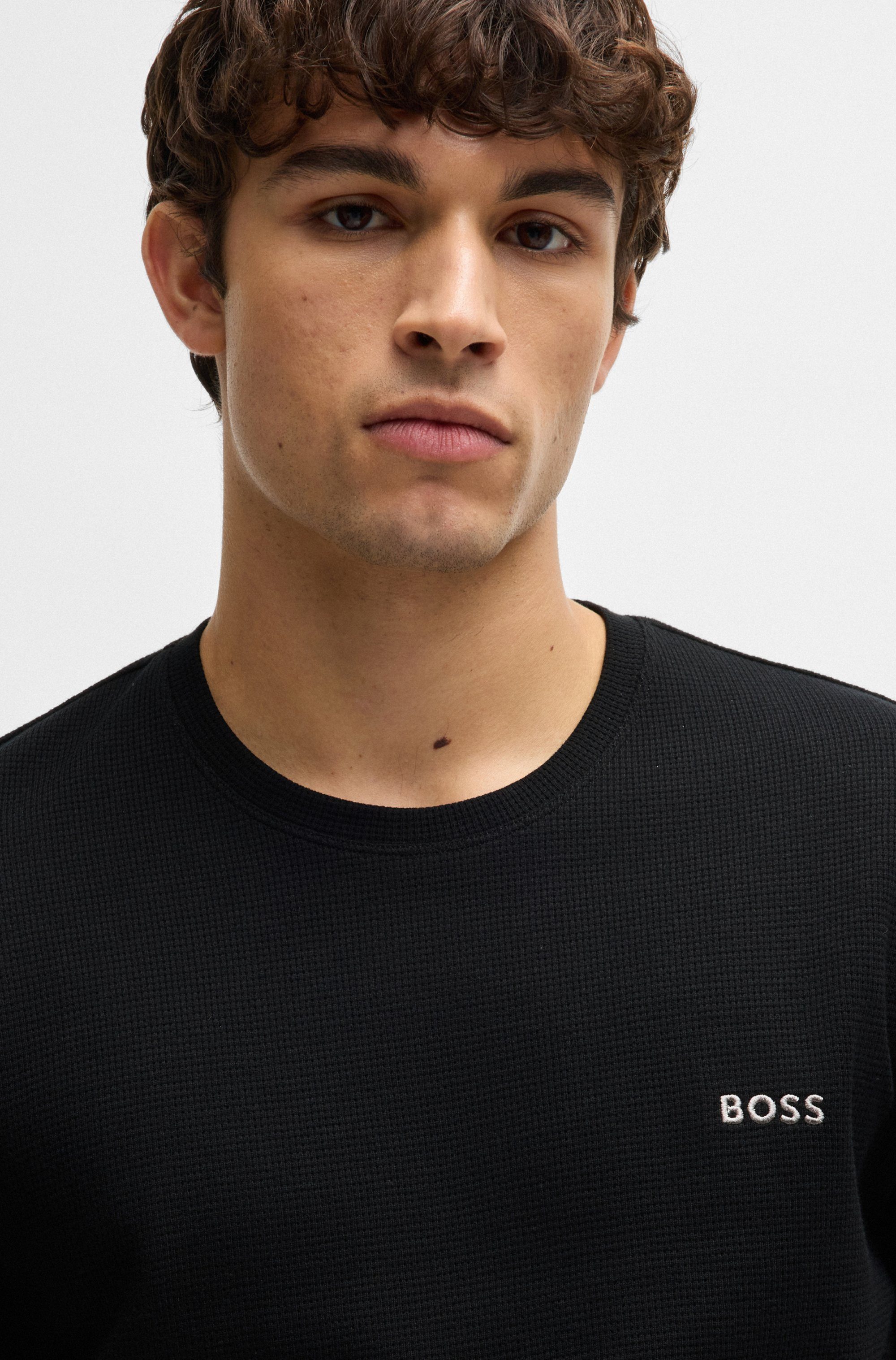 BOSS Pyjamaoberteil Waffle LS-Shirt