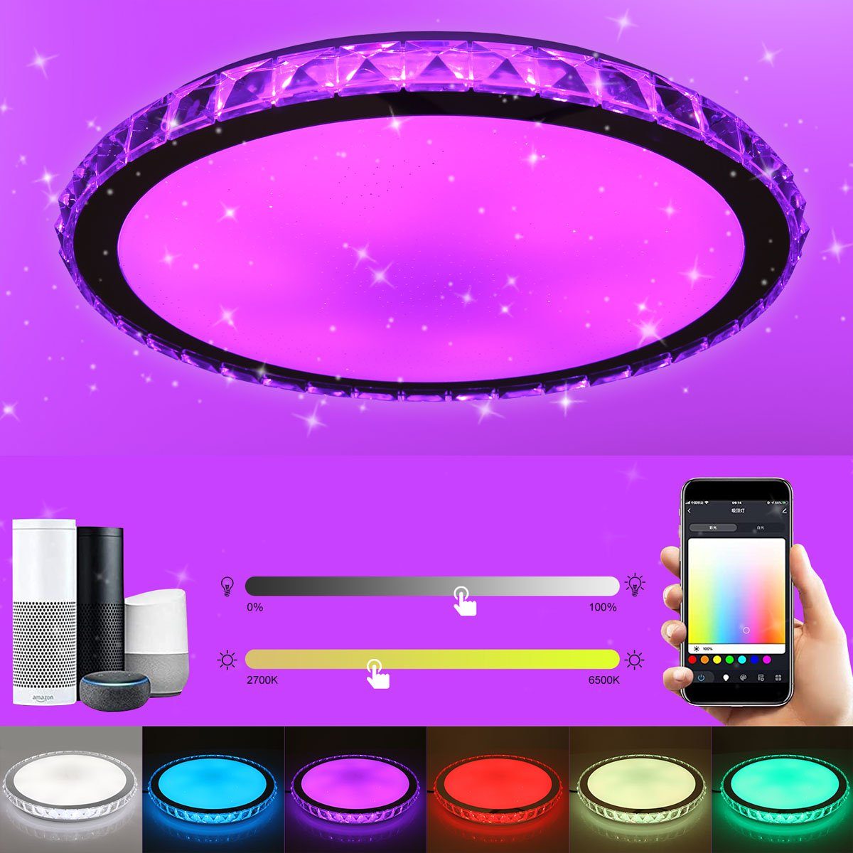 oyajia Deckenleuchte 36W RGB LED Deckenleuchte günstig online kaufen