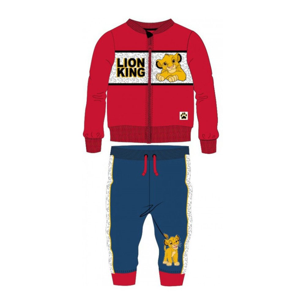 Disney Baby Shirt & Hose König der Löwen Trainingsanzug, Rote oder Gelbe Jacke mit blauer (Set, 2-tlg) für Kinder, bestehend aus Hose und Jacke