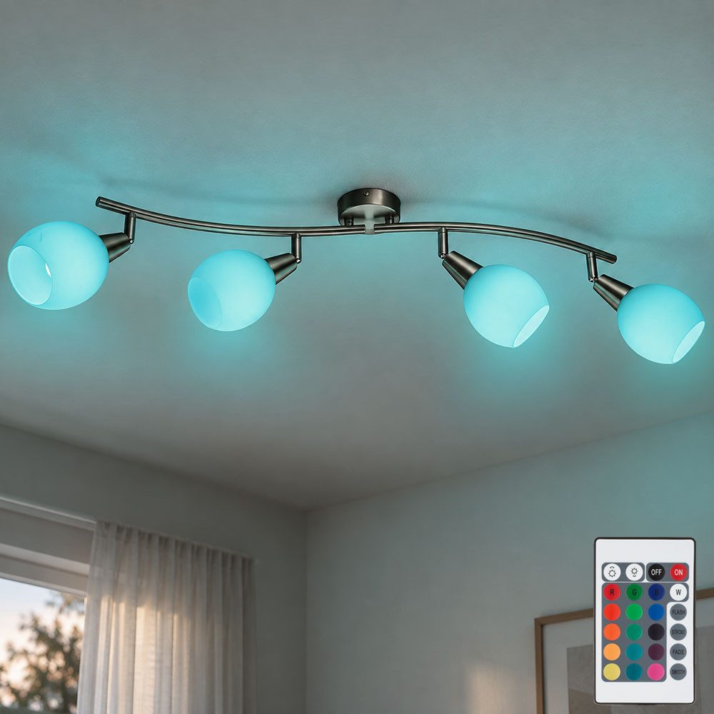 GLOBO LIGHTING LED Deckenleuchte, Leuchtmittel inklusive, Kaltweiß, Warmweiß, Neutralweiß, Tageslichtweiß, Farbwechsel, Deckenleuchte Spotlampe Deckenlampe 4 Flammig Fernbedienung RGB