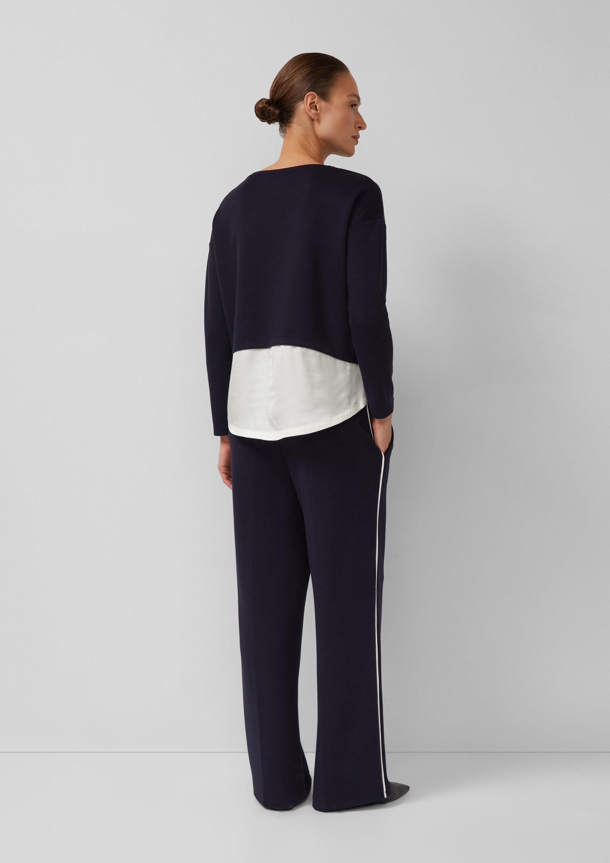s.Oliver Chinos Hose Wide-Leg-Hose aus Scuba mit Kontraststreifen