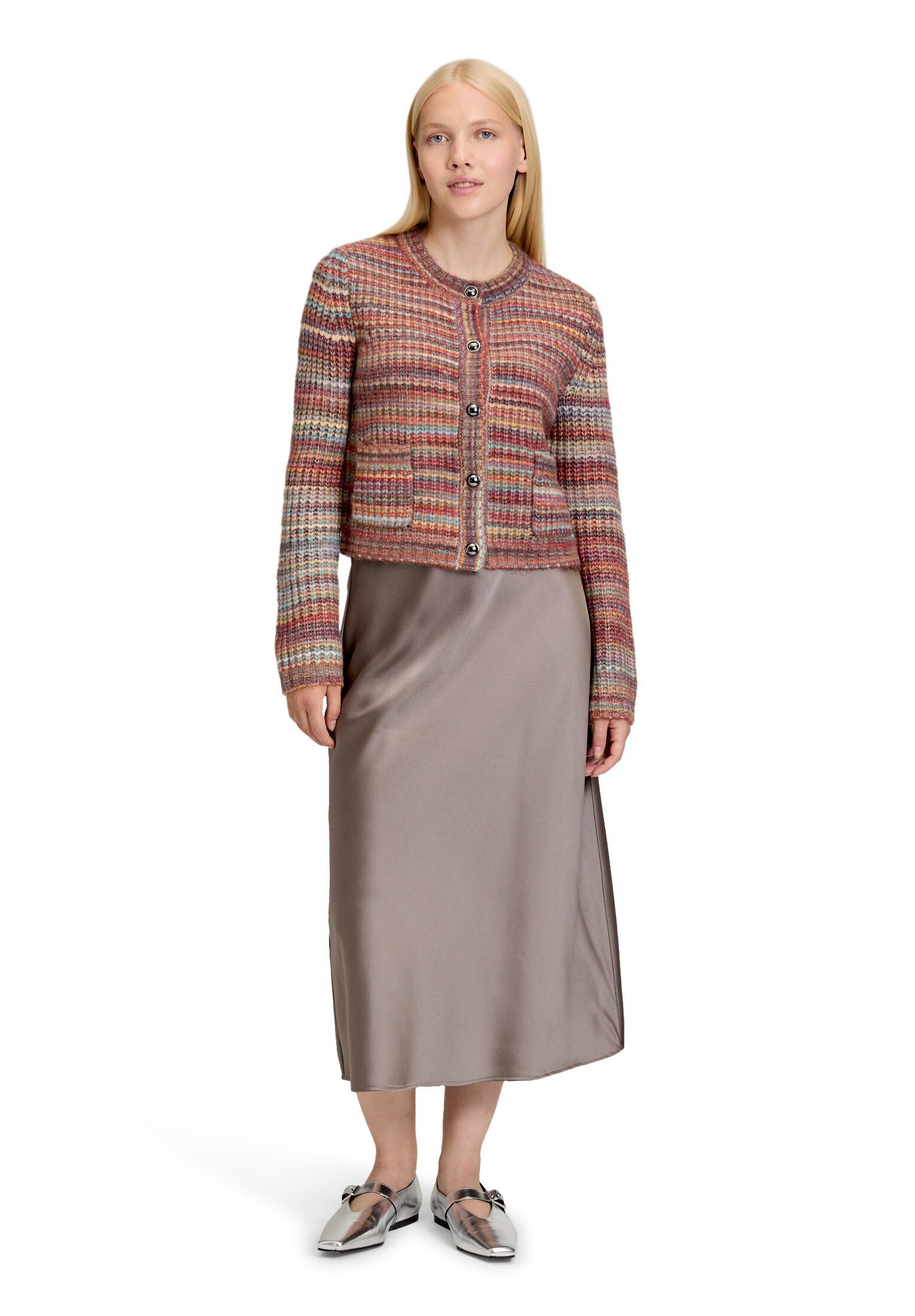 Cartoon Strickjacke Damen mit Rundhalsausschnitt (1-tlg)