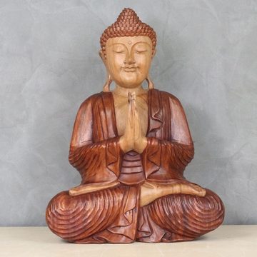 Oriental Galerie Dekofigur Holzfigur Sitzender Buddha Massiv B2 50 cm (1 St)