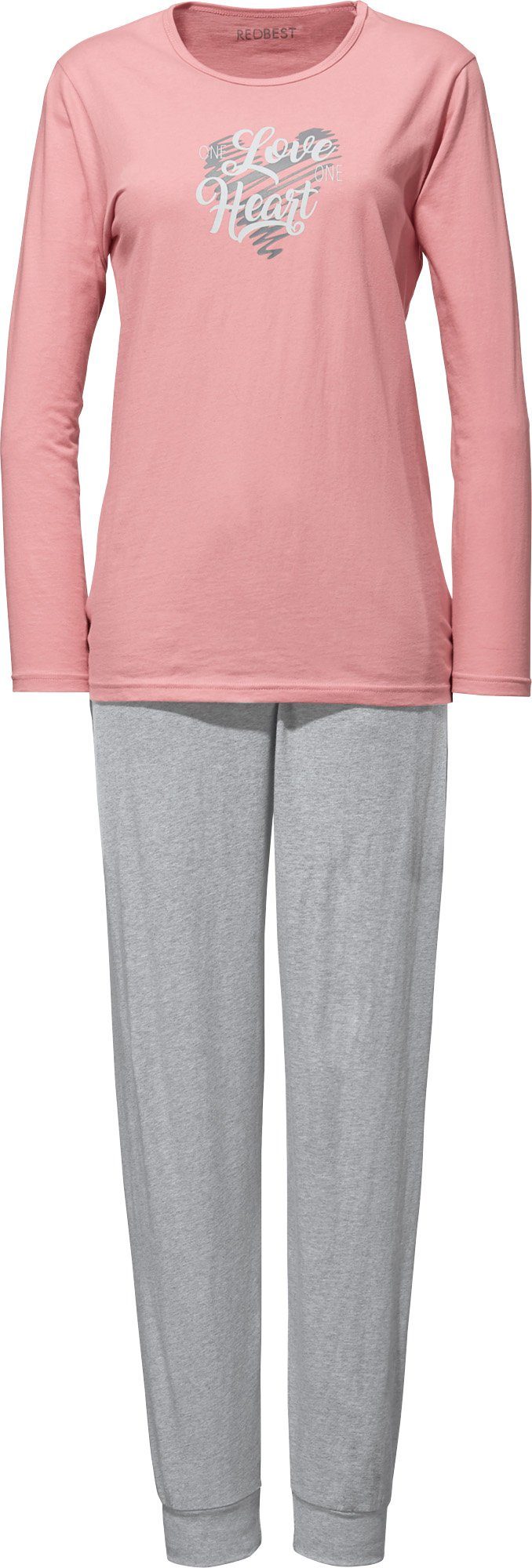 Damen-Schlafanzug Pyjama Uni Single-Jersey REDBEST