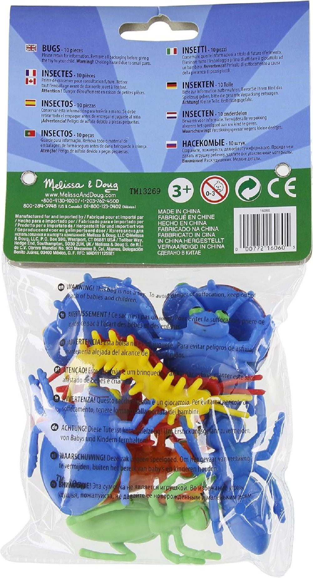 Melissa & Doug Spielfigur Krabbeltierchen, 10 bunten Insekten, Tieren, Dekoration, (10-tlg), Stabiles Design aus Kunststoff, Tischdeko, Dekofigur, Spielzeug