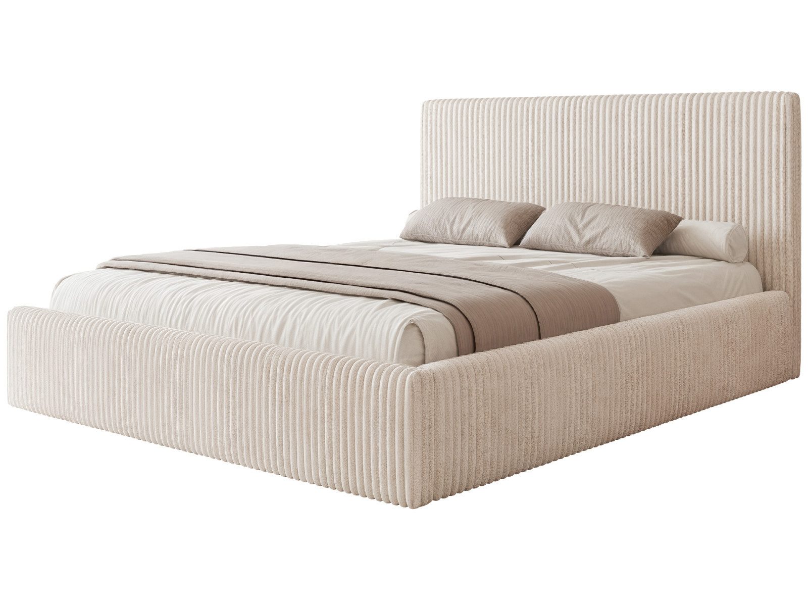 yourhouse24 Polsterbett CORD mit Stauraum TILIA, Modern design (Polsterbett inkl. Lattenrost und Bettkasten), Modernes Polsterbett mit geripptem Cordbezug