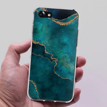 DeinDesign Handyhülle Glitzer Look Marmor Kunst Gemstone Glamour teal, Apple iPhone 7 Silikon Hülle Bumper Case Handy Schutzhülle