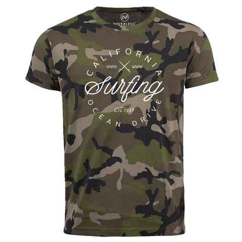 Neverless Print-Shirt Herren Camo-Shirt California Surfing Ocean Drive Summer T-Shirt Camouflage Tarnmuster Neverless® mit Print