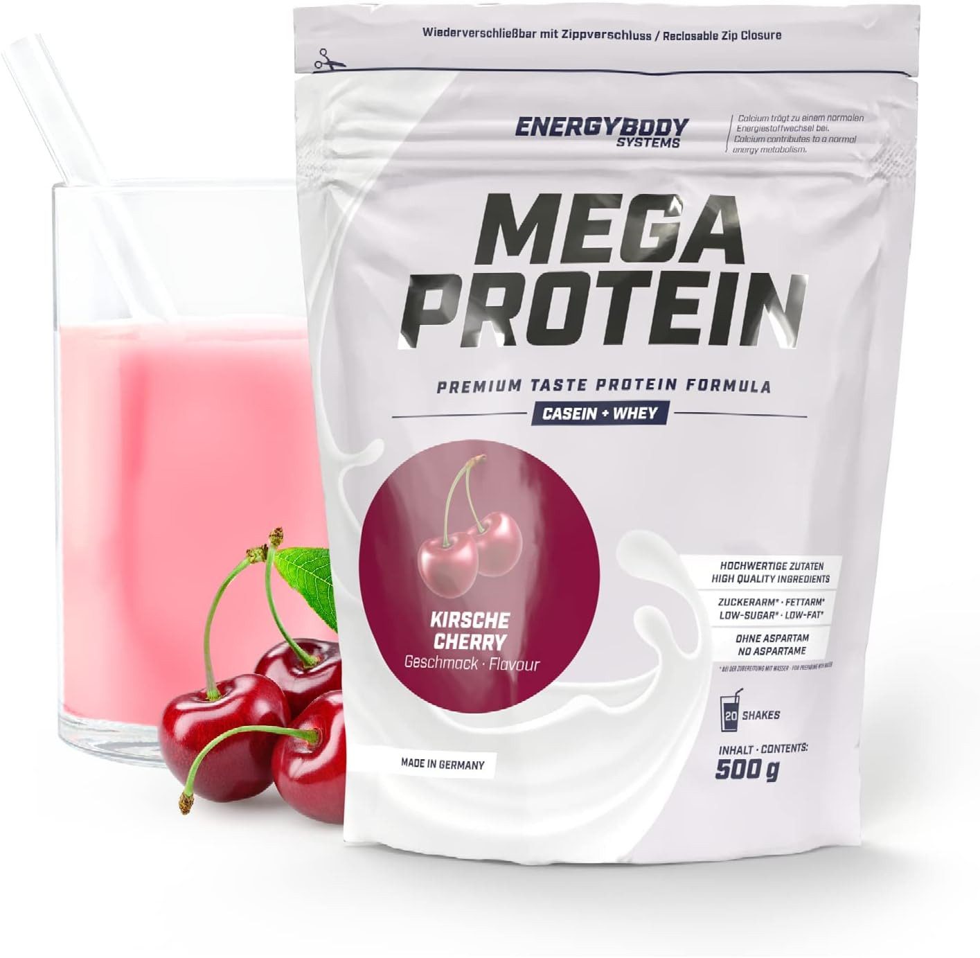 Energybody Systems Mega Protein Pulver, Whey und Casein Eiweißpulver, super cremig lecker, aspartamfrei