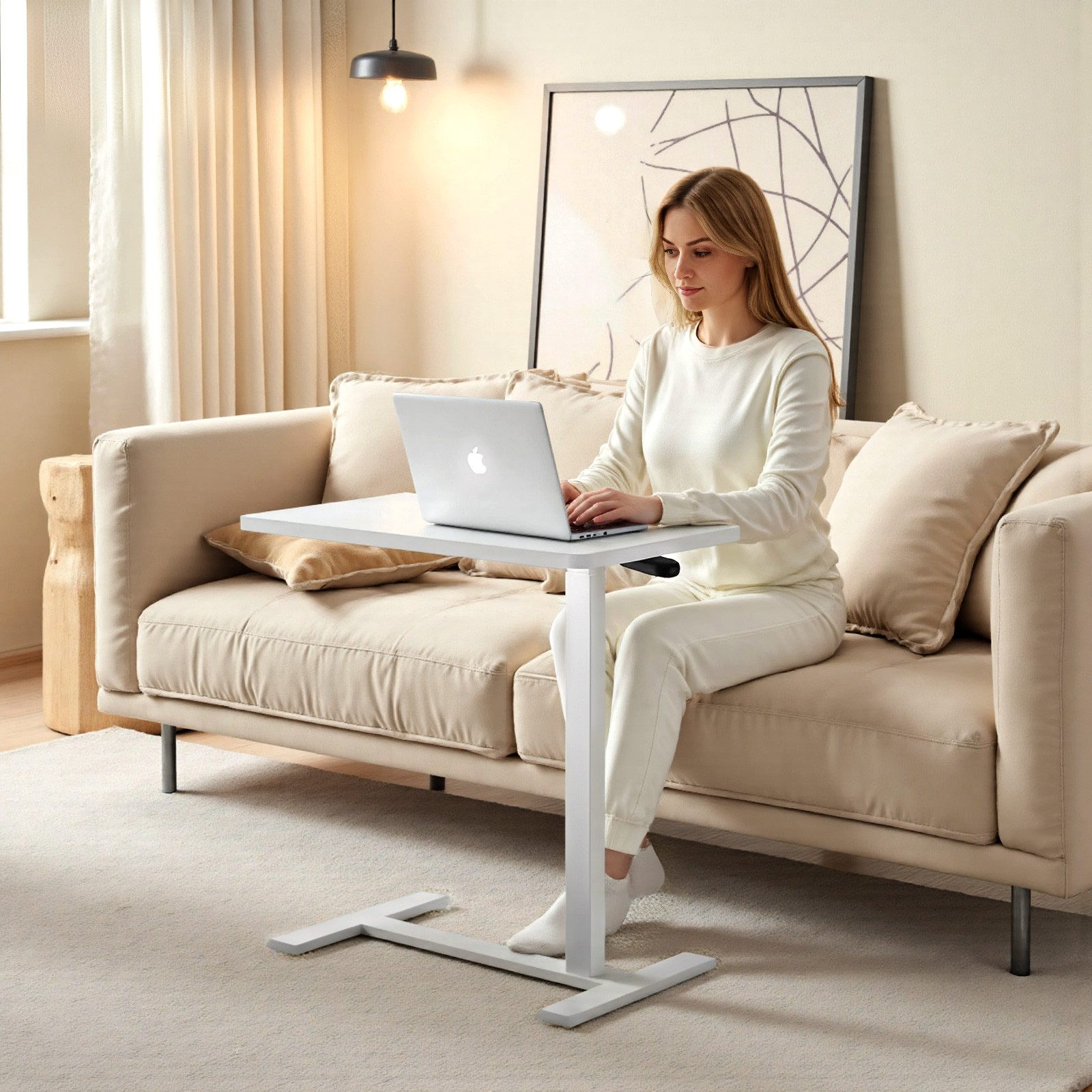 BlingBin Schreibtisch Höhenverstellbarer Beistelltisch mit 4 Laufrollen, 70 x 40 x 75-110cm (1er Set, 1-St., 40T x 70B x 75-110H cm), multifunktional als Laptop- und Stehpult für das Homeoffice