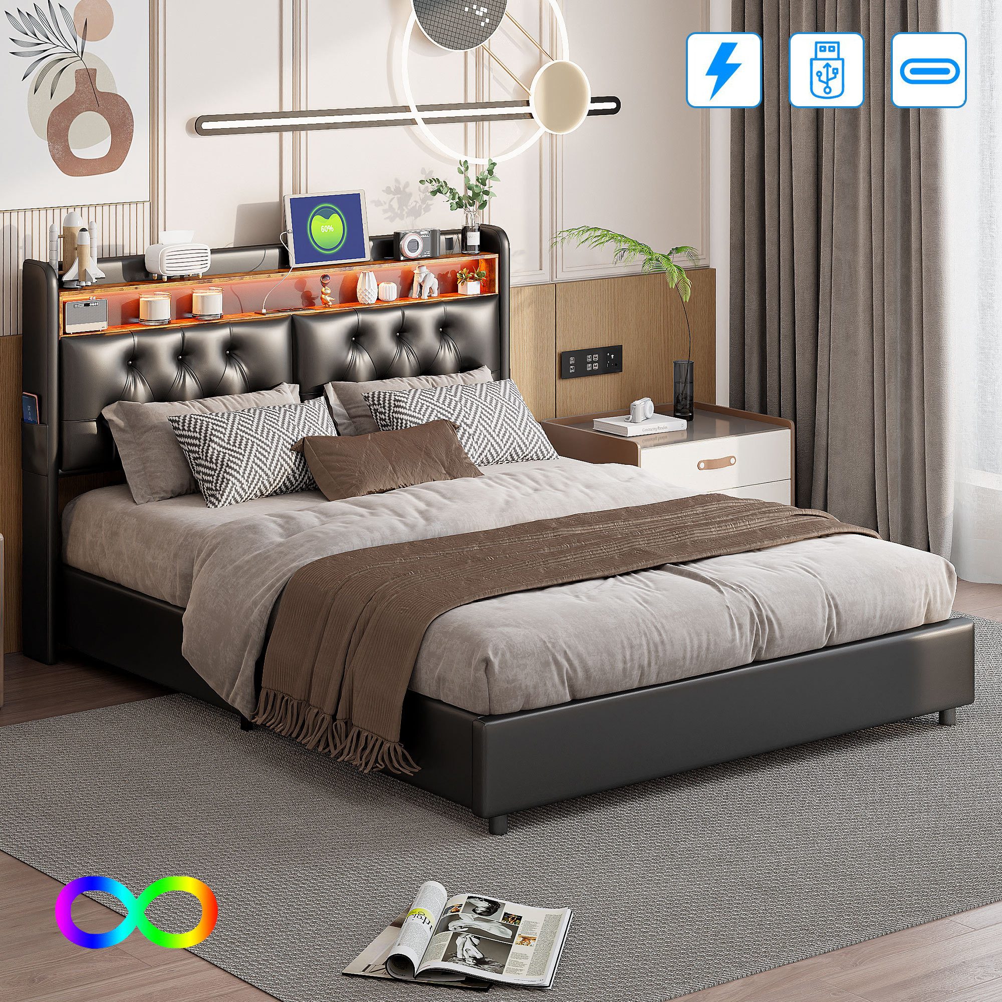 Furnishings Home Polsterbett Stauraumbett Doppelbett inkl. günstig online kaufen