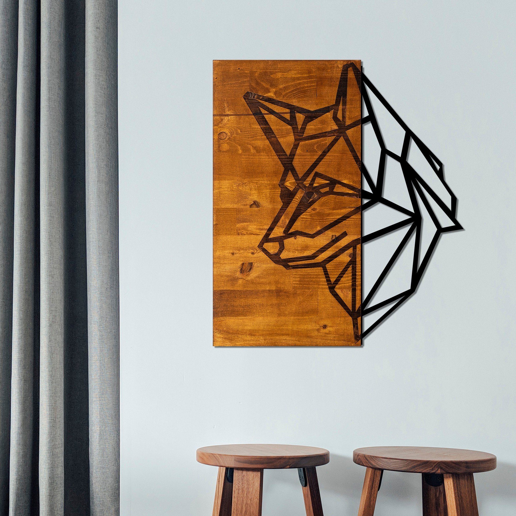 Wallity Wanddekoobjekt SKL1286,Schwarz, 50 x 58 cm, 50% Holz