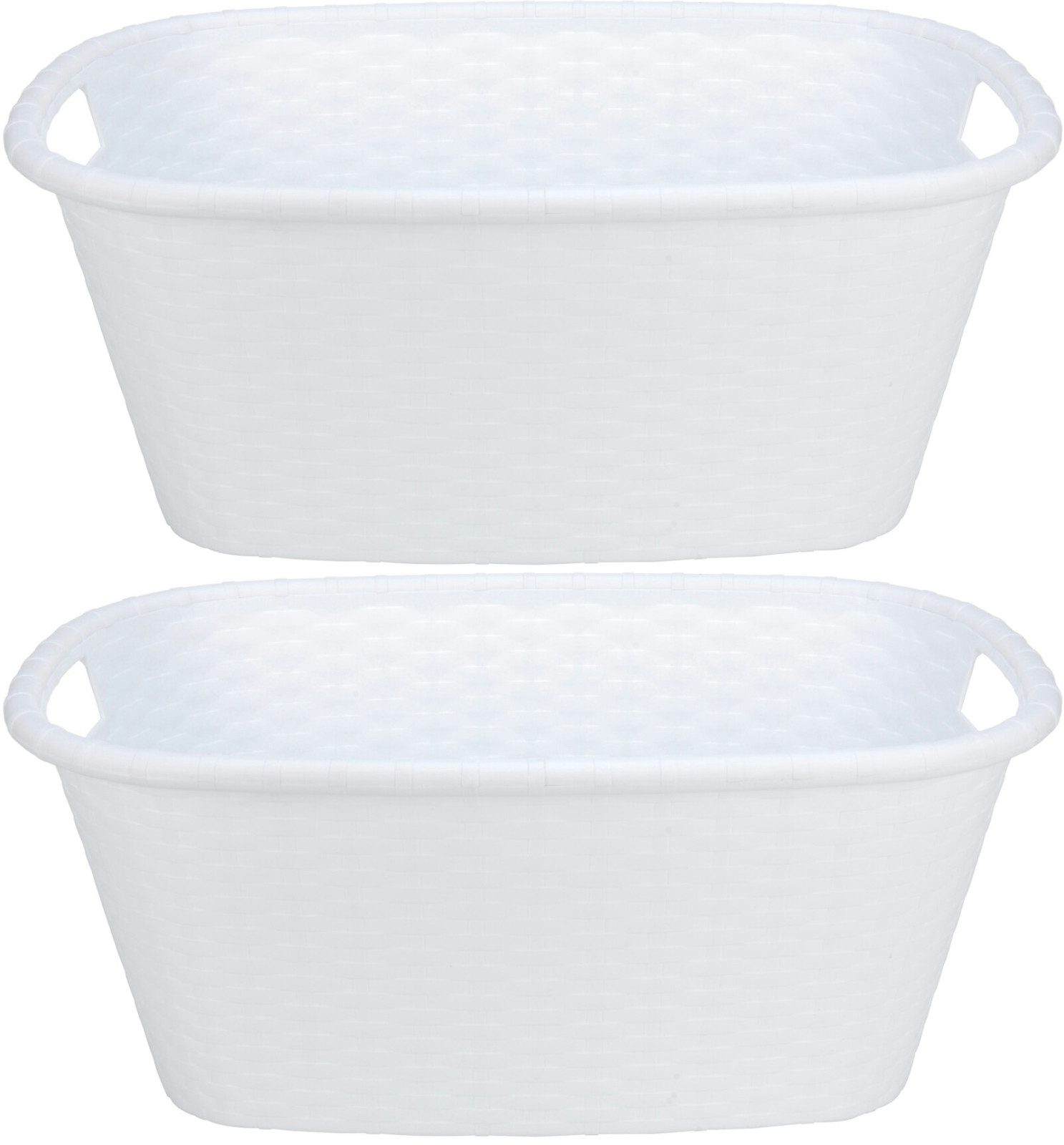 Koopman Wäschekorb Wäschebehäler Корзины для белья Transportkorb Korb 60x40x25cm (2 St), 2 Stk, Weiß, 35 L, Rattan-Optik, 2 Tragegriffe
