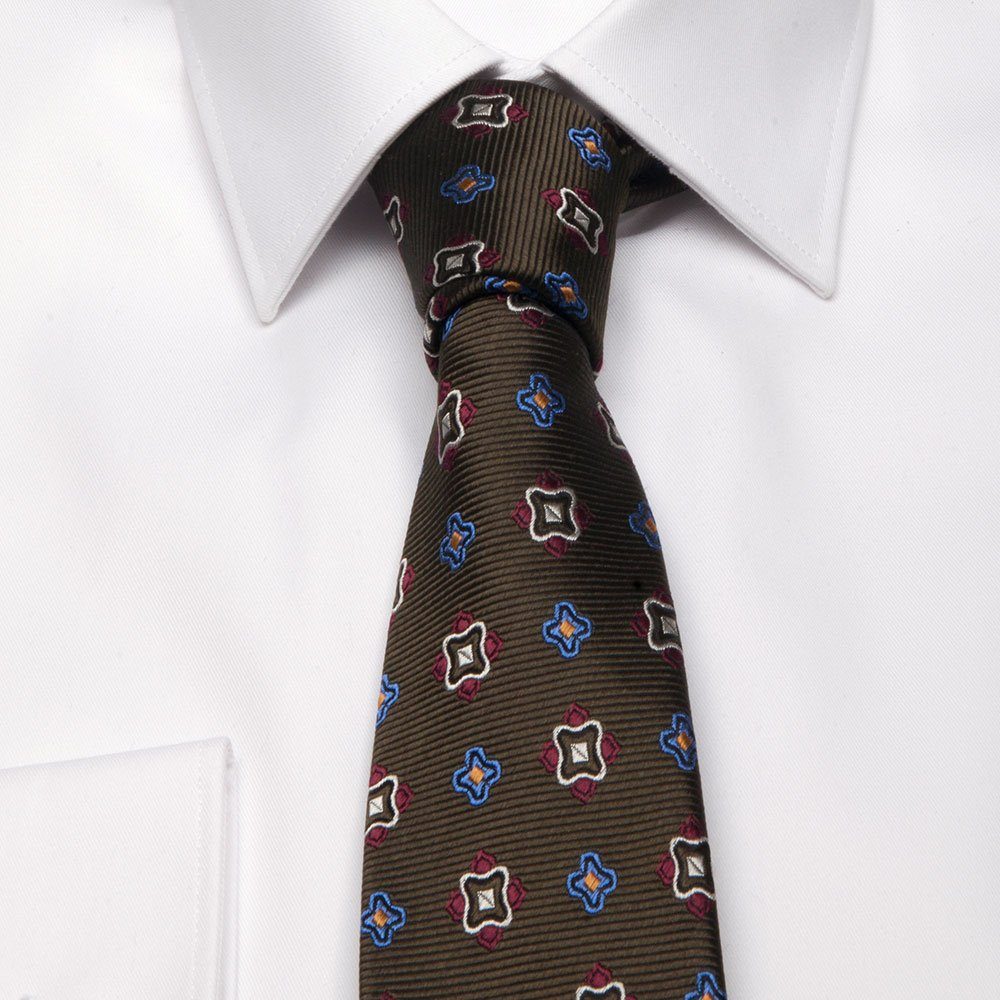 Krawatte geometrischem Krawatte Muster (8cm) Olive Seiden-Jacquard BGENTS mit Breit