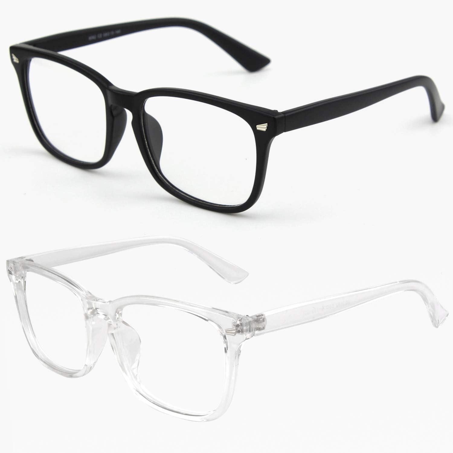 LuxusKollektion Sonnenbrille Hornbrille Nerdbrille UV400 2 Matt-schwarz & Durchsichtig