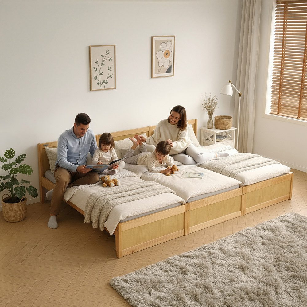 HOME DELUXE Bett Familienbett DILAR - 270 x 200 cm, wahlweise mit Matratze, Holzbett, Doppelbett