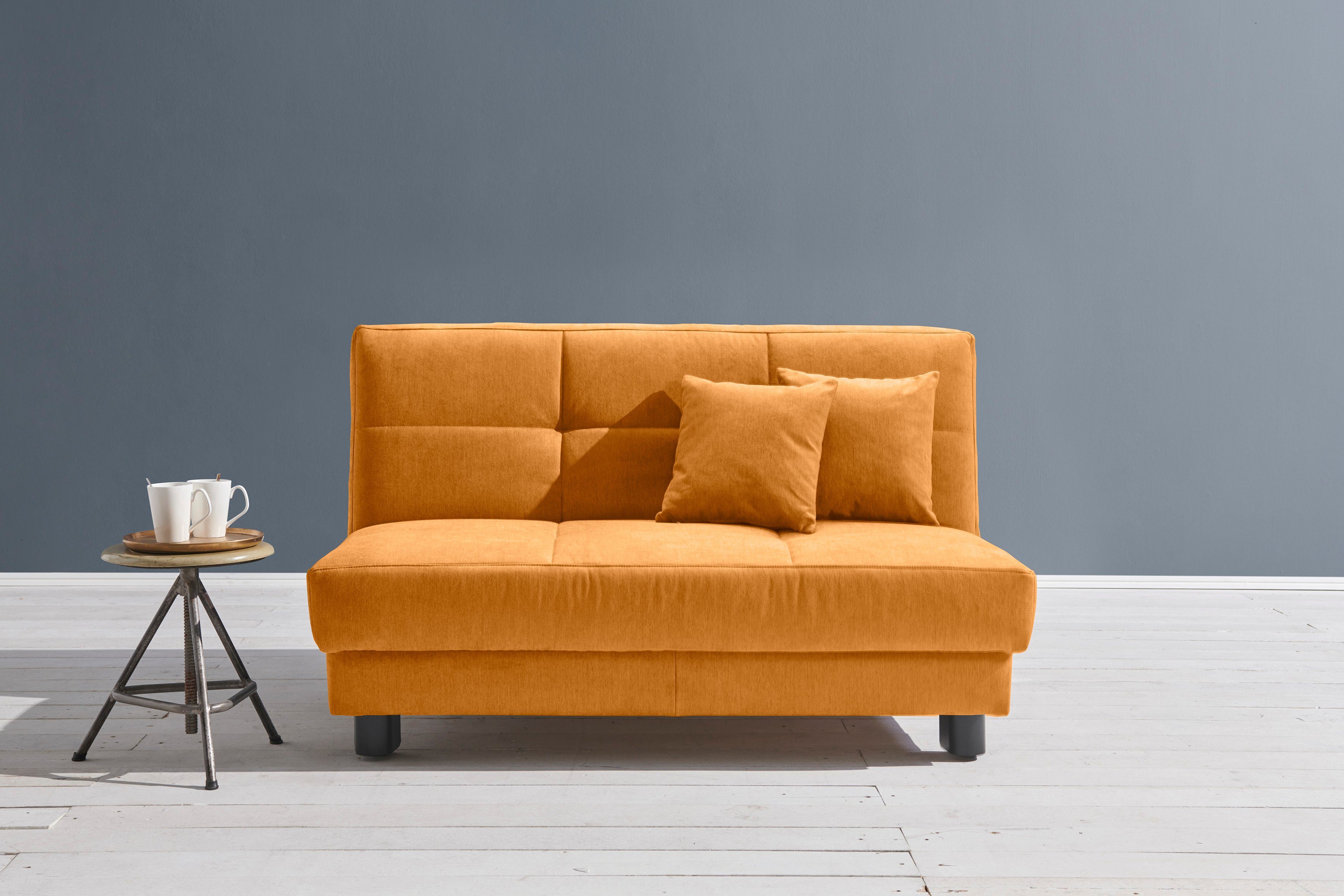 ell + ell Schlafsofa 145 Tilda, curry cm, Breite inkl. Zierkissen 2