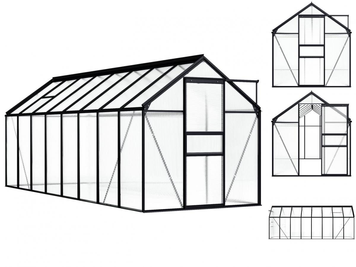 vidaXL Gewächshaus Gewächshaus Anthrazit Aluminium 9,31 m²