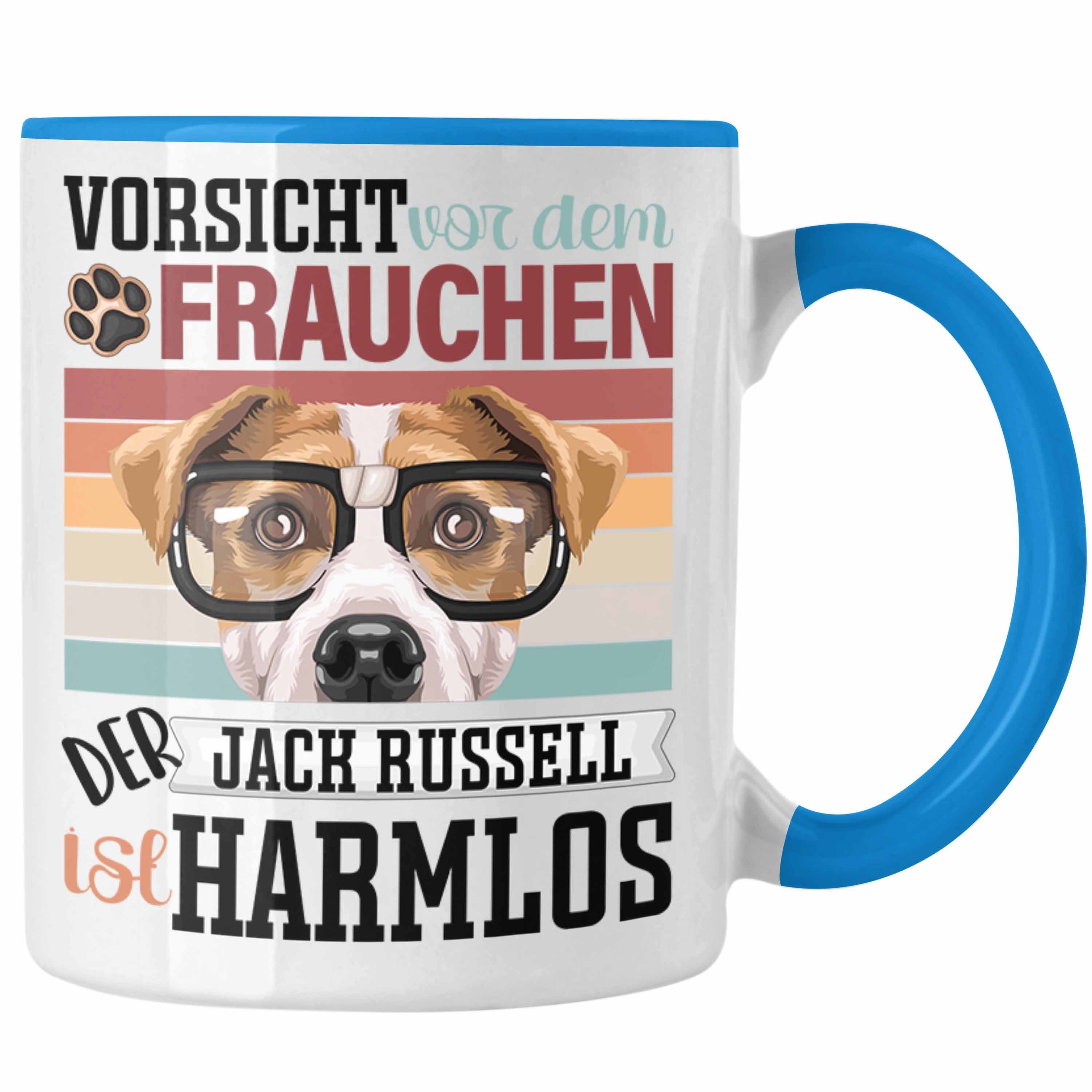Trendation Tasse Jack Russell Besitzerin Frauchen Tasse Geschenk Lustiger Spruch Gesche Blau