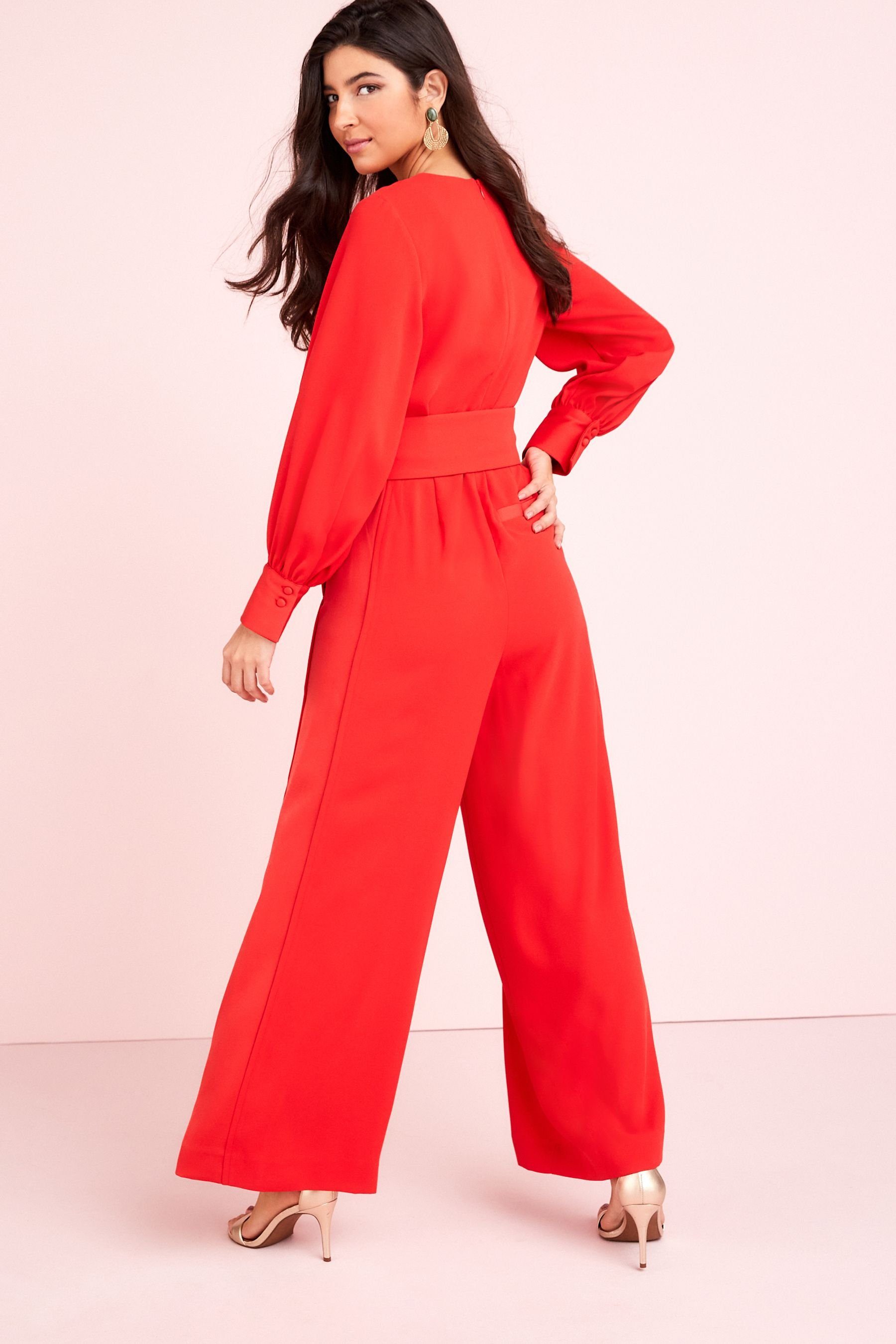 Next Jumpsuit Jumpsuit mit Gürtel und weitem Beinschnitt (1-tlg)