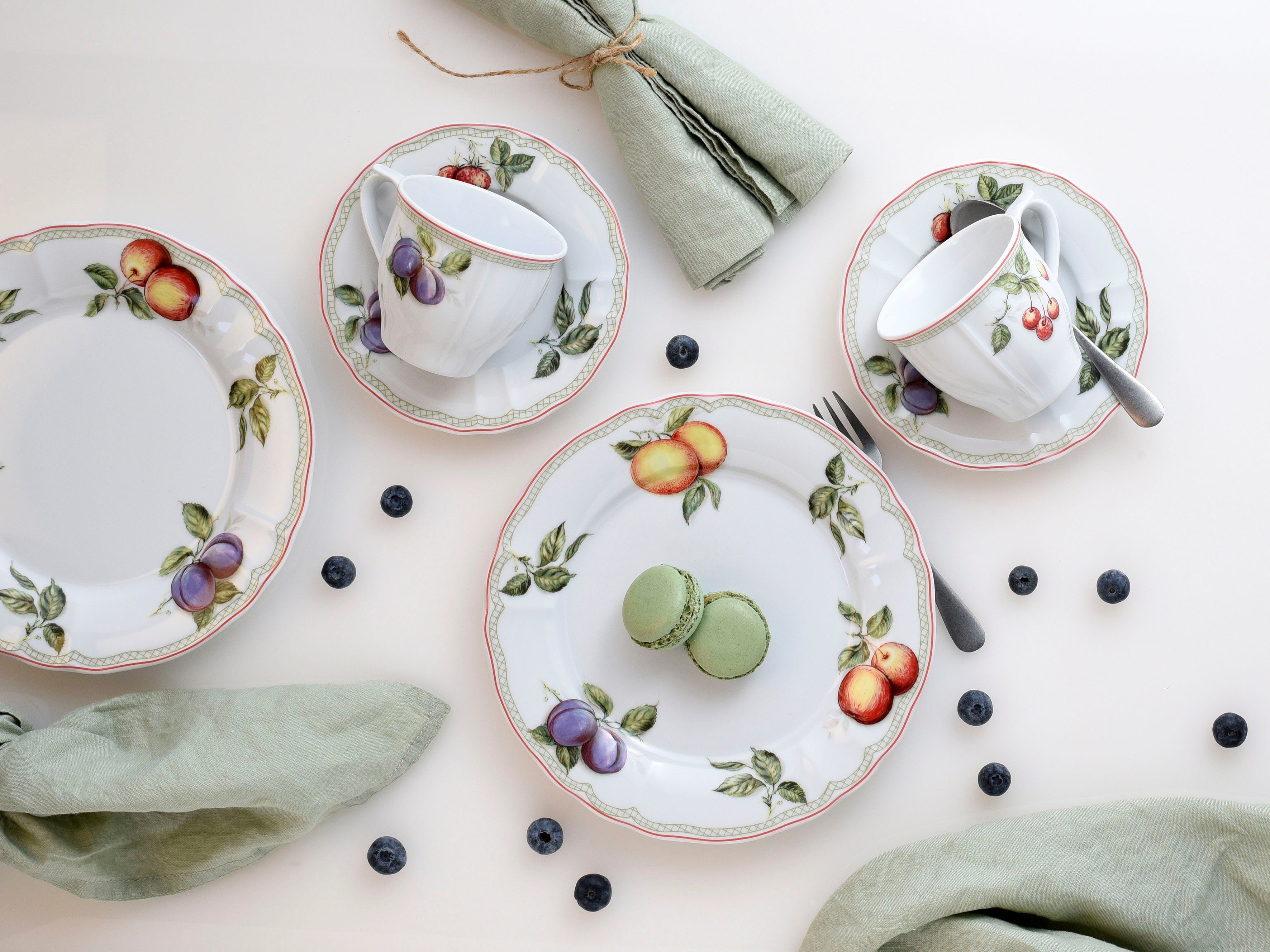 CreaTable Kaffeeservice Geschirr-Set Flora Orchard (18-tlg), 6 Personen, Porzellan, Service, 18 Teile, für 6 Personen