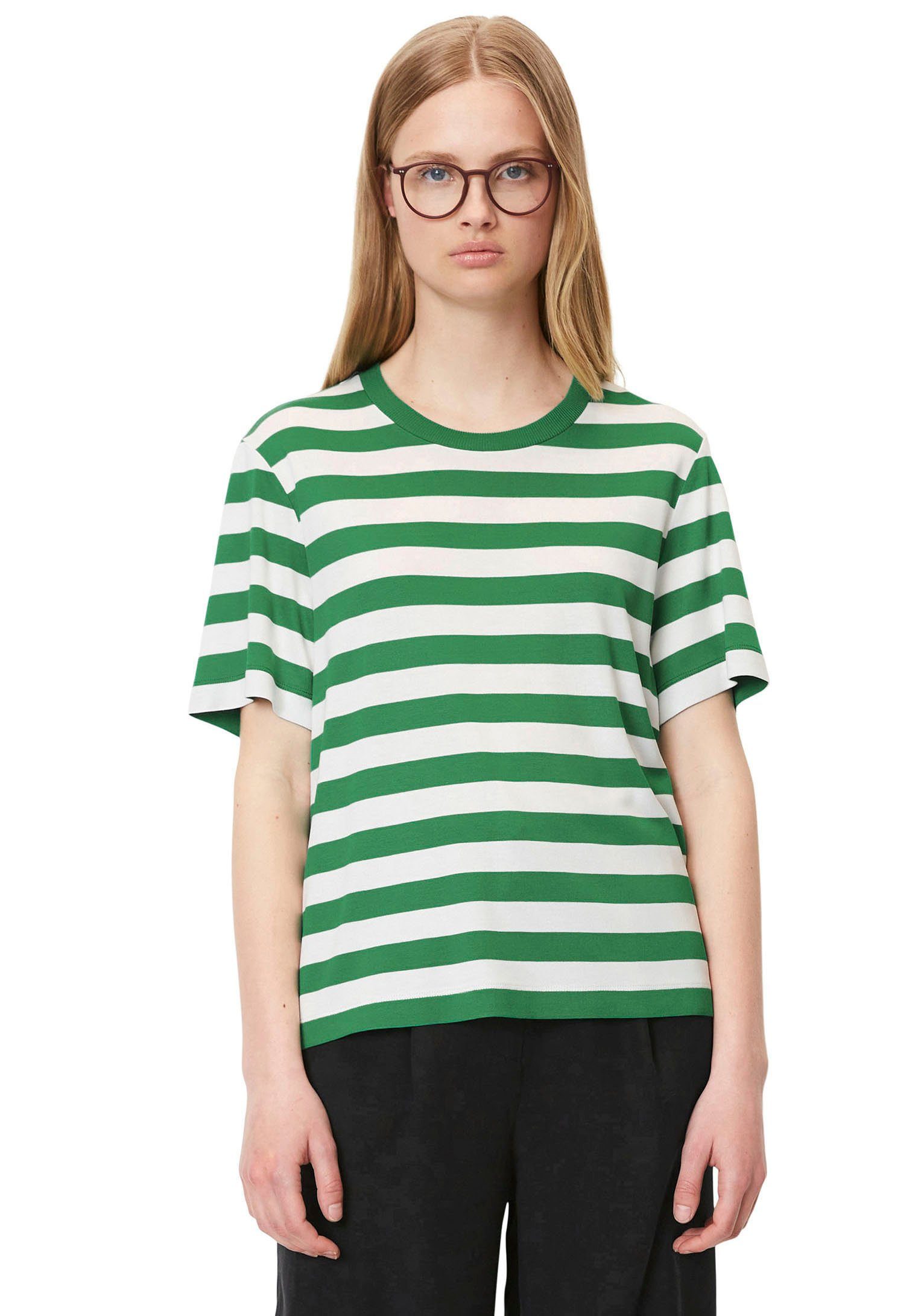 T-Shirt im grün Streifenmuster O'Polo DENIM Marc